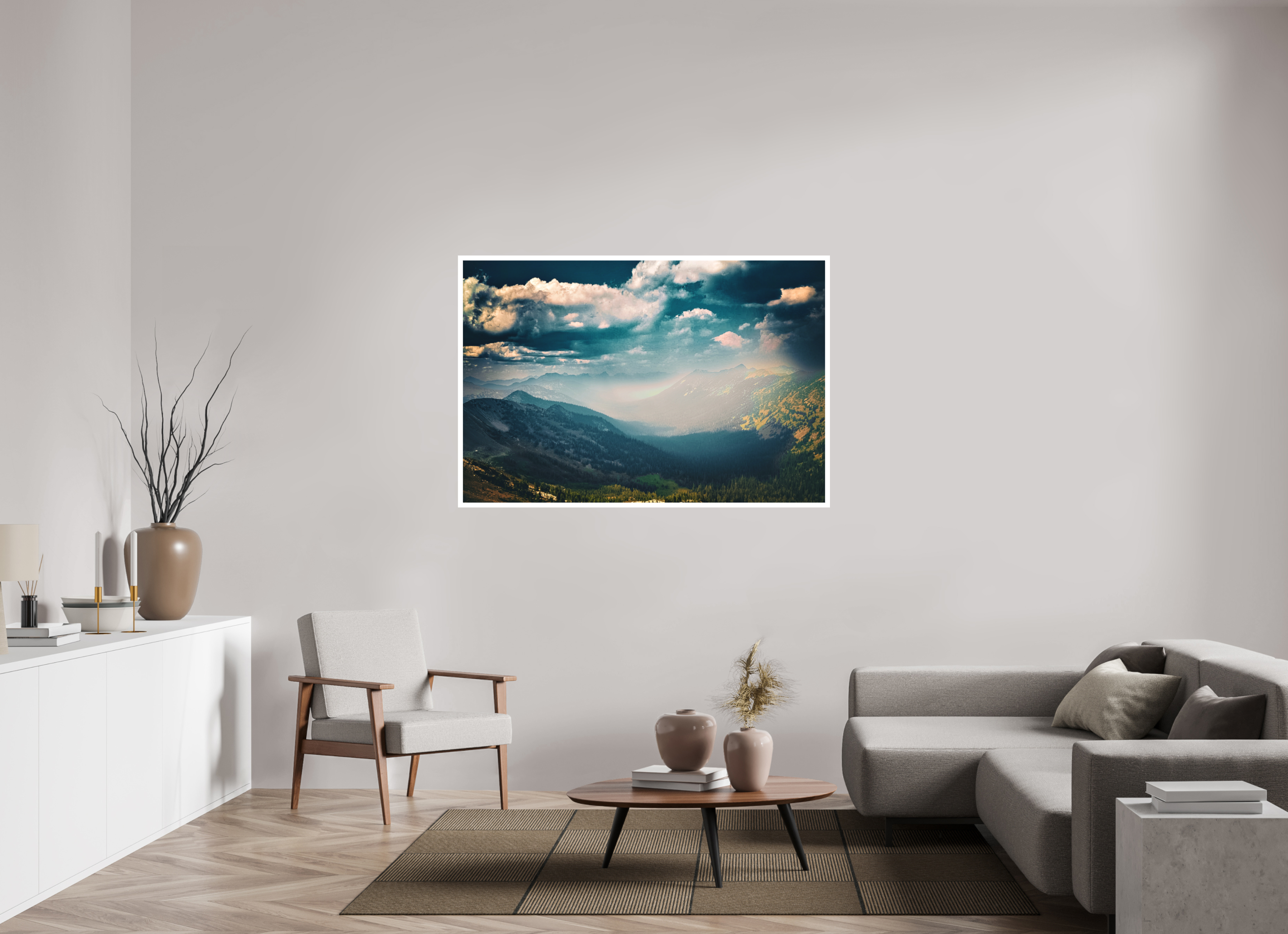 58.3 x 39″, Stand Alone Matte Print Mountains and Clouds