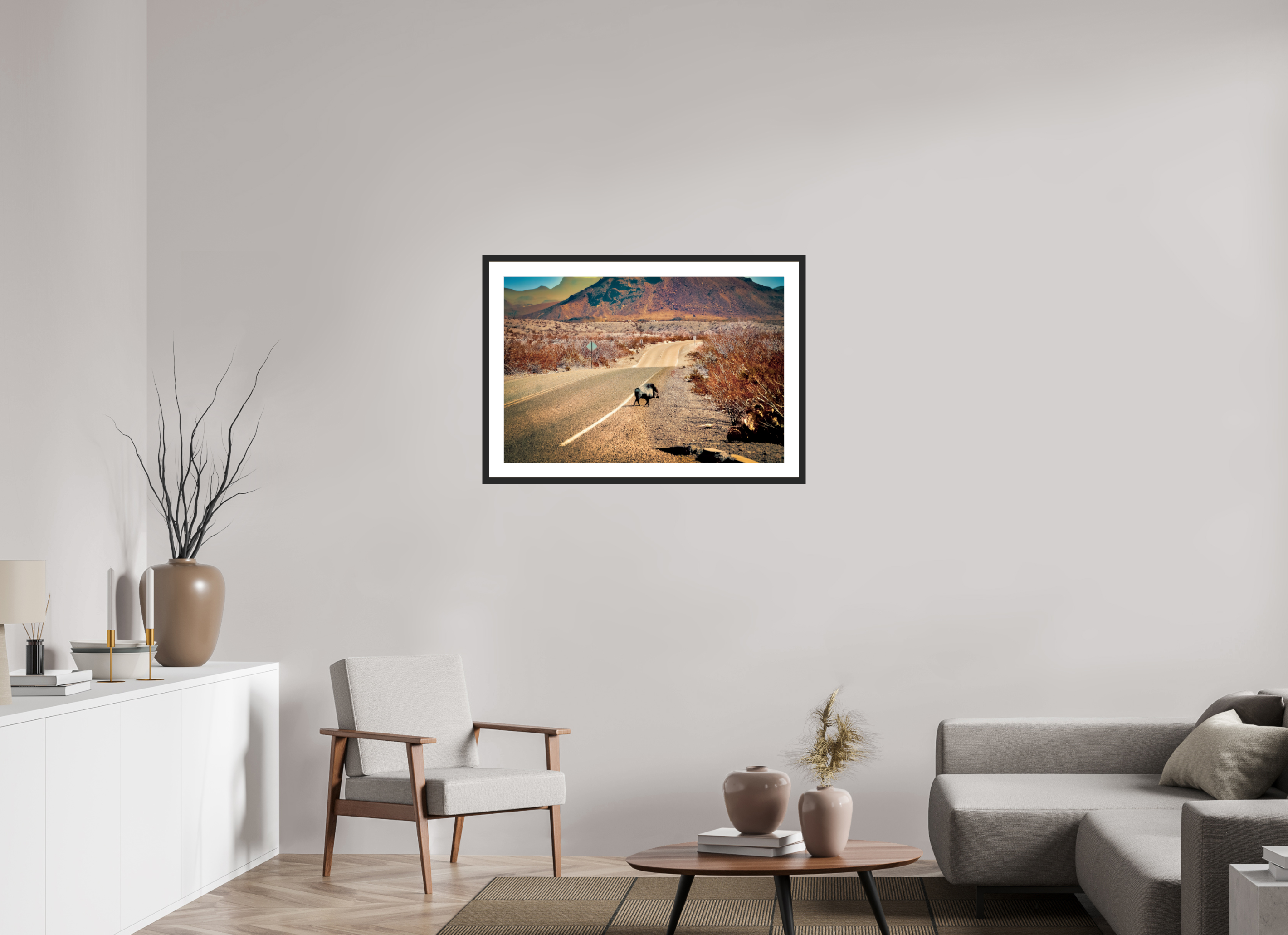 36 x 24″, Framed FineArt Pearl Paper Javelina on a movie set