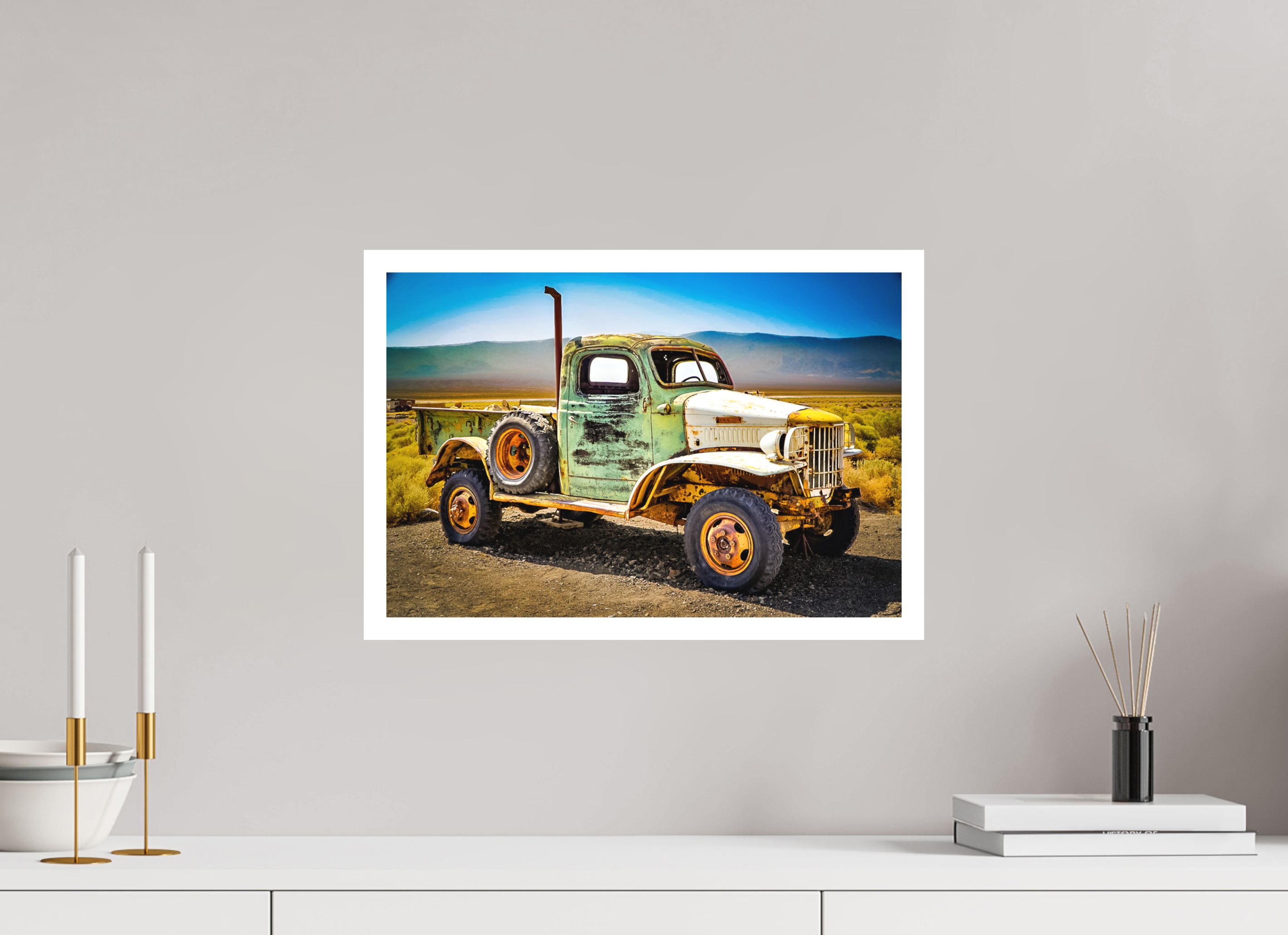 18 x 12″, Stand Alone Matte Print Green Truck