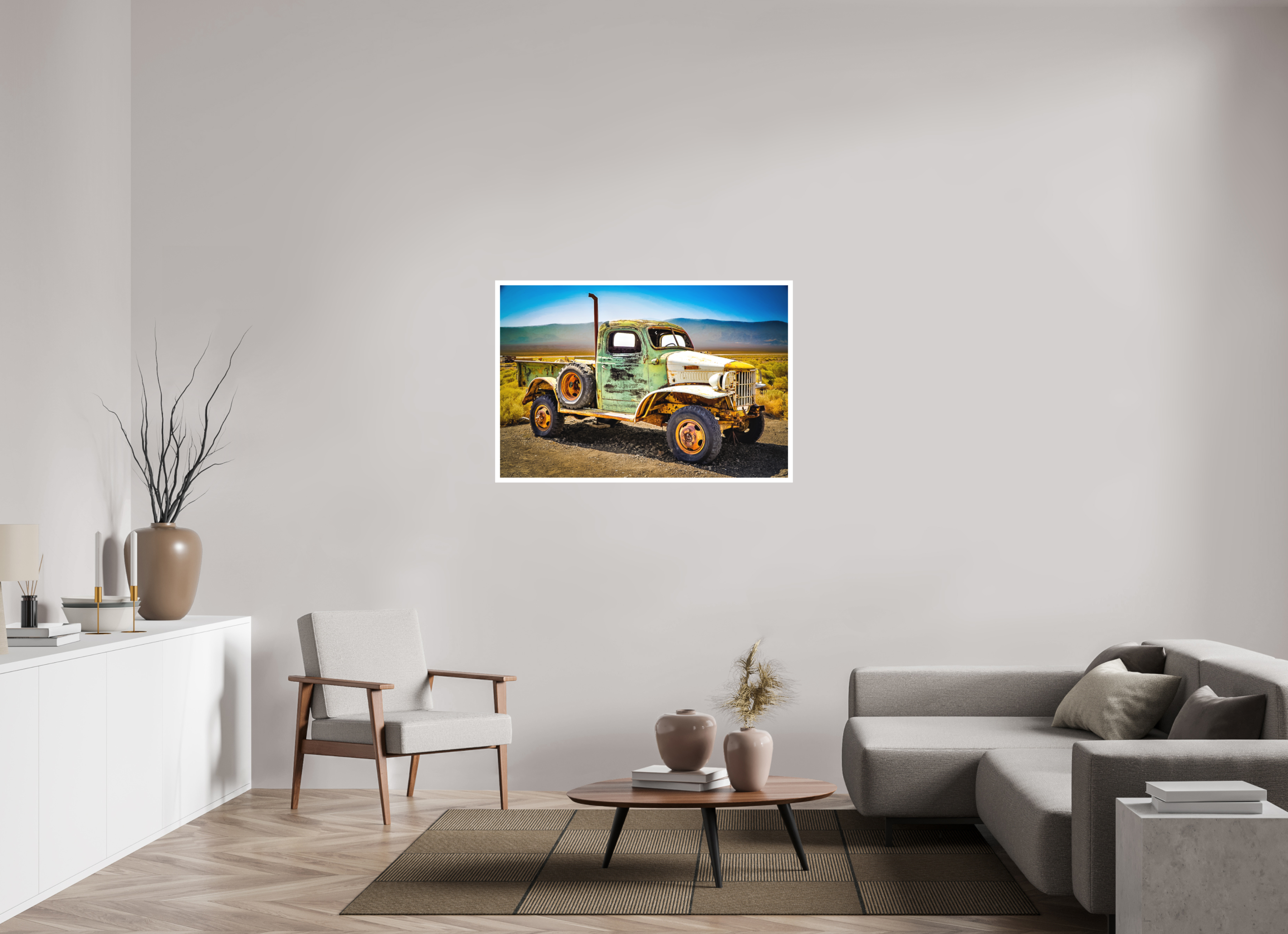 46.4 x 31″, Stand Alone Matte Print Green Truck