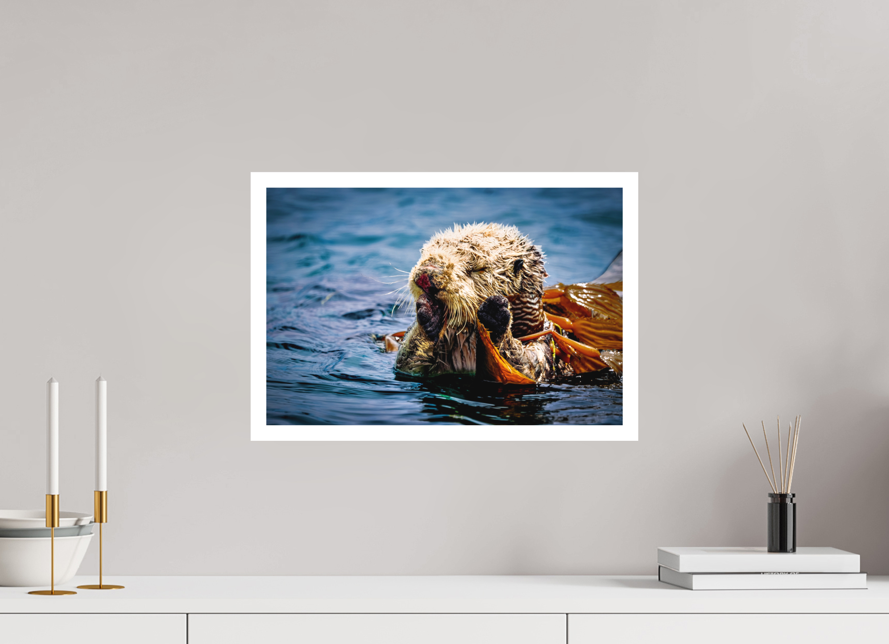 18 x 12″, Stand Alone Matte Print Real Otters of Moro Bay