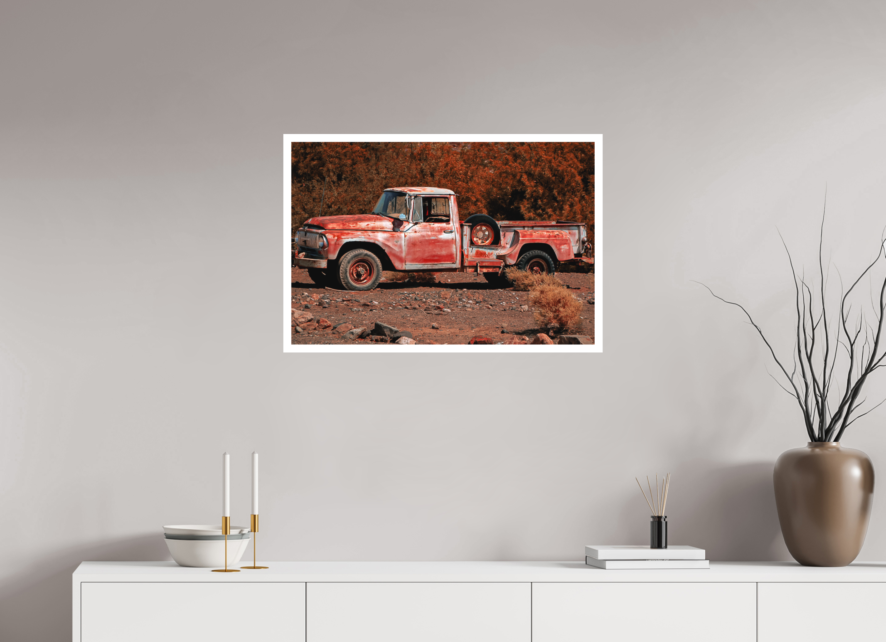 29.9 x 20″, Stand Alone Matte Print Red Truck