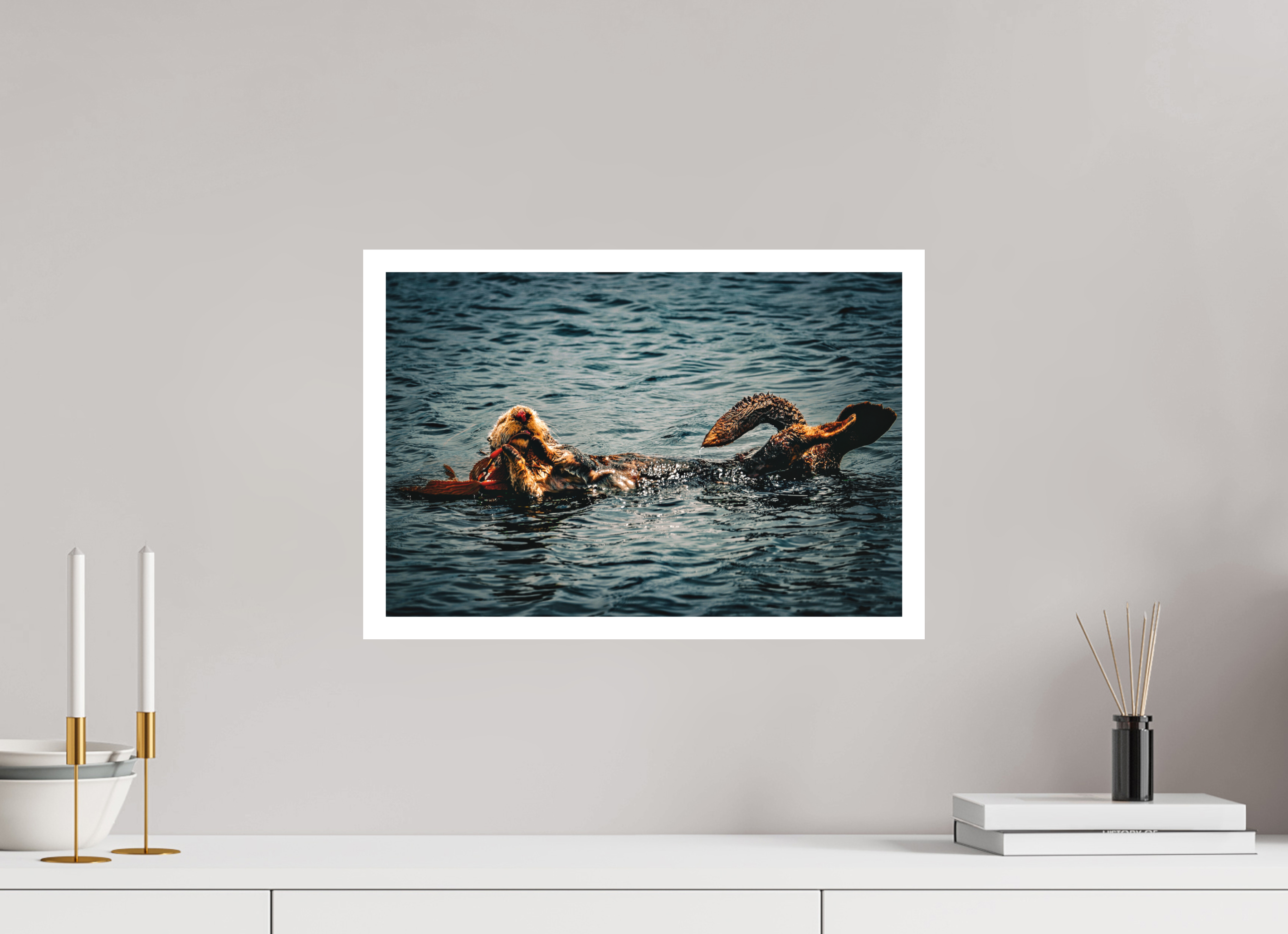 18 x 12″, Stand Alone Matte Print Real Otters of Moro Bay