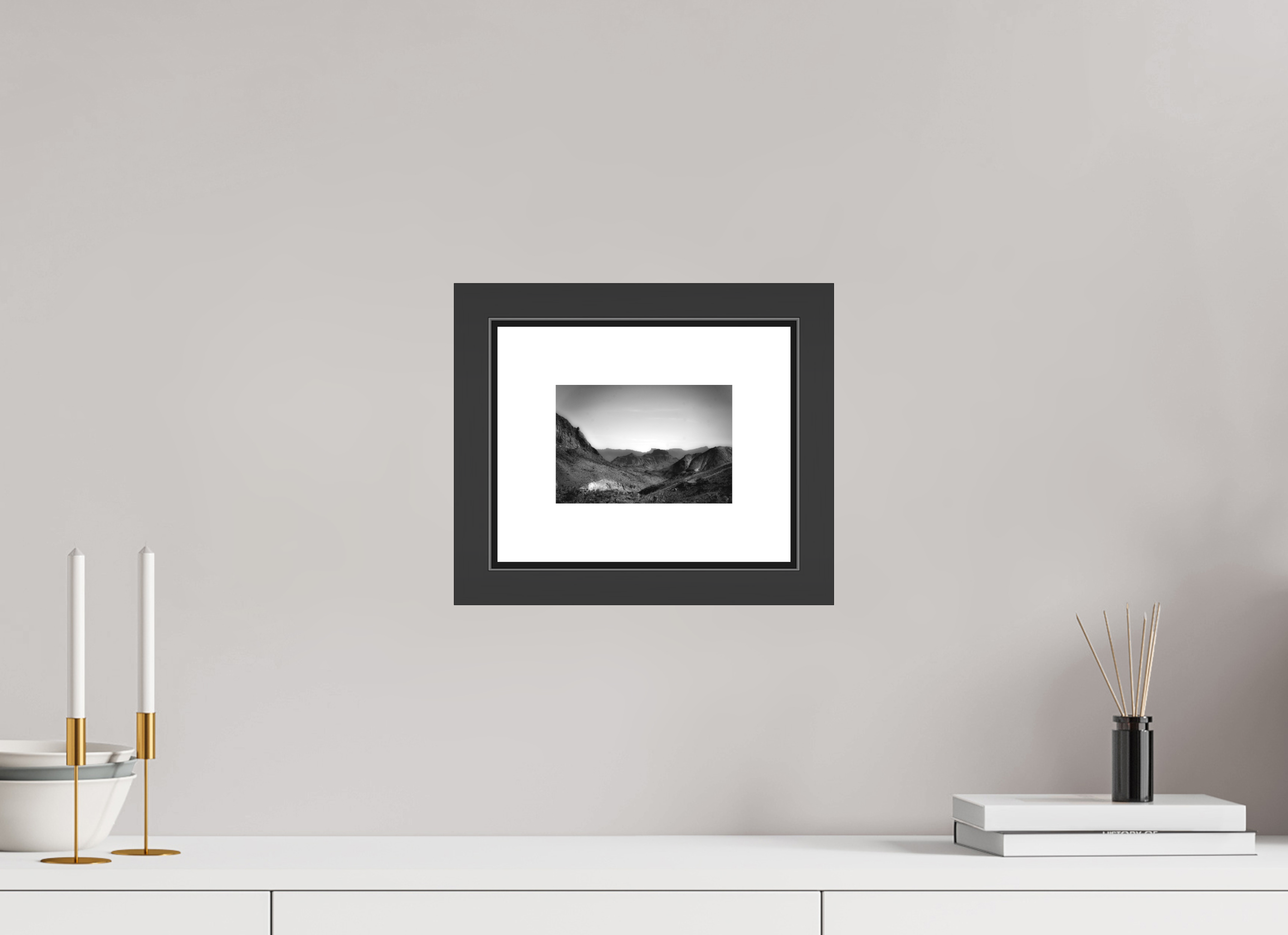 6 x 4″, BW - MATTE GLASS - 2" MOTIF - SHADOW FRAME Soft Texas