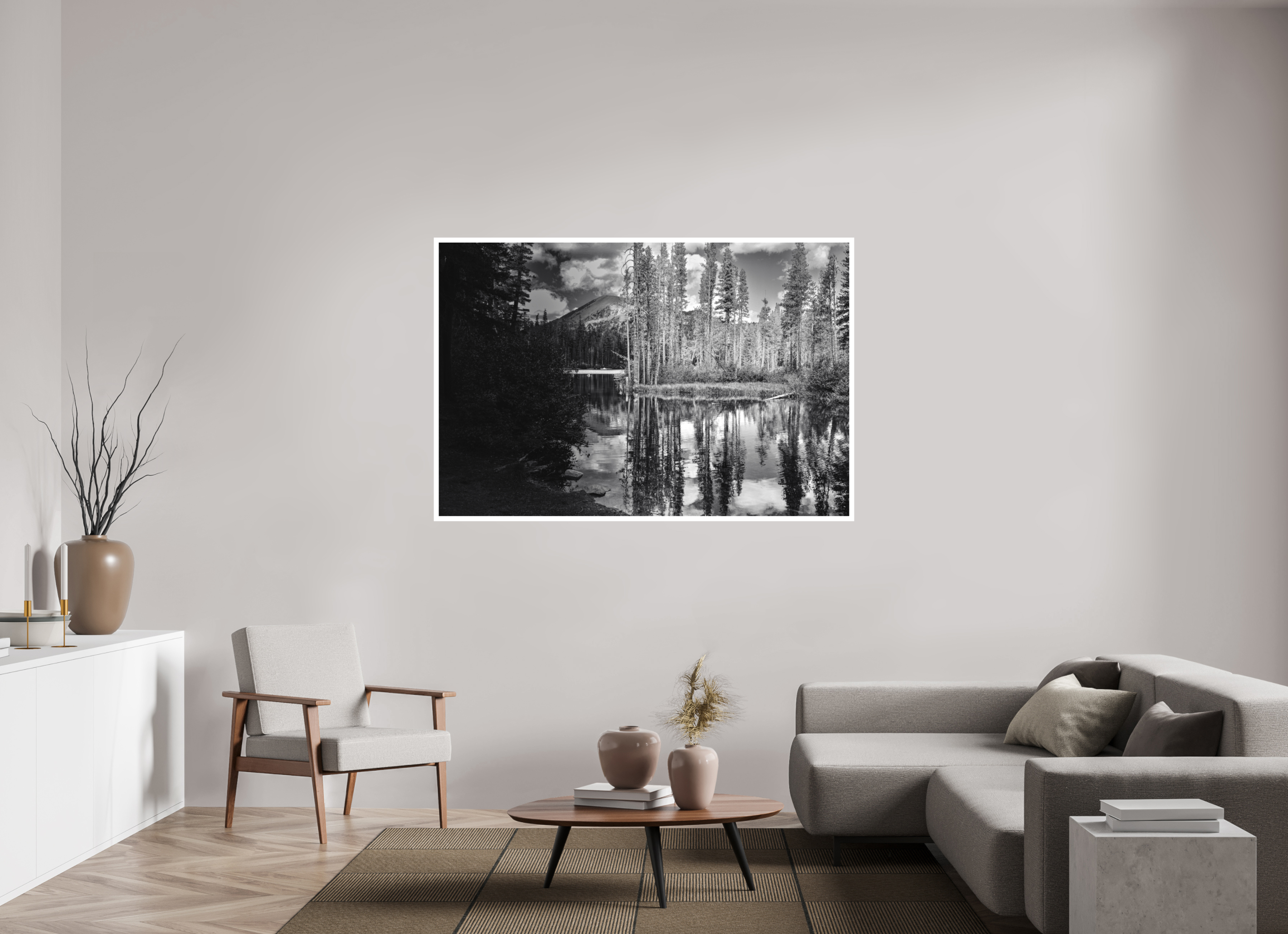 64.5 x 43″, Stand Alone Matte Print Mirror Lake