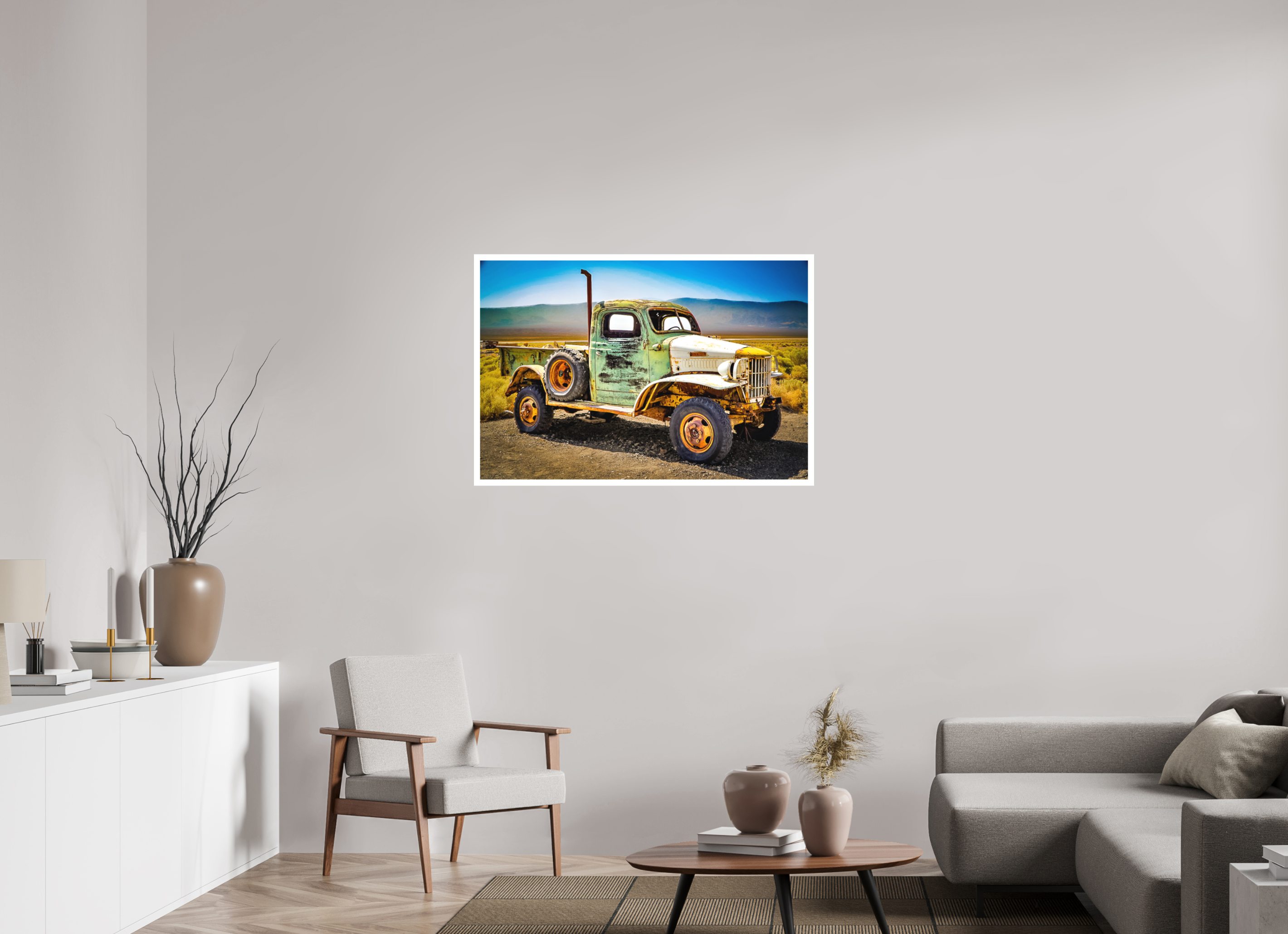 41.9 x 28″, Stand Alone Matte Print Green Truck