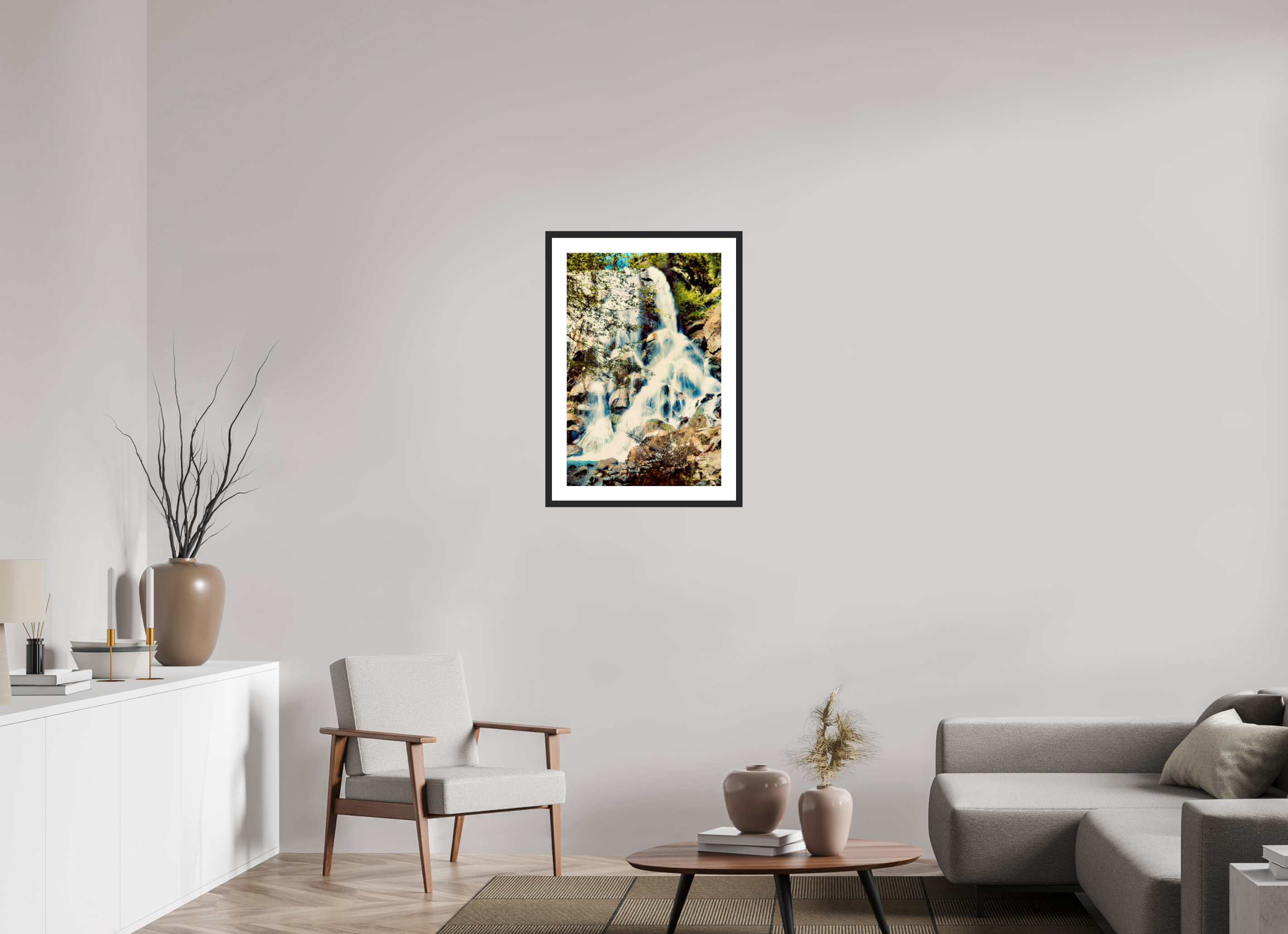 20 x 30″, Framed FineArt Pearl Paper Grizzly Falls