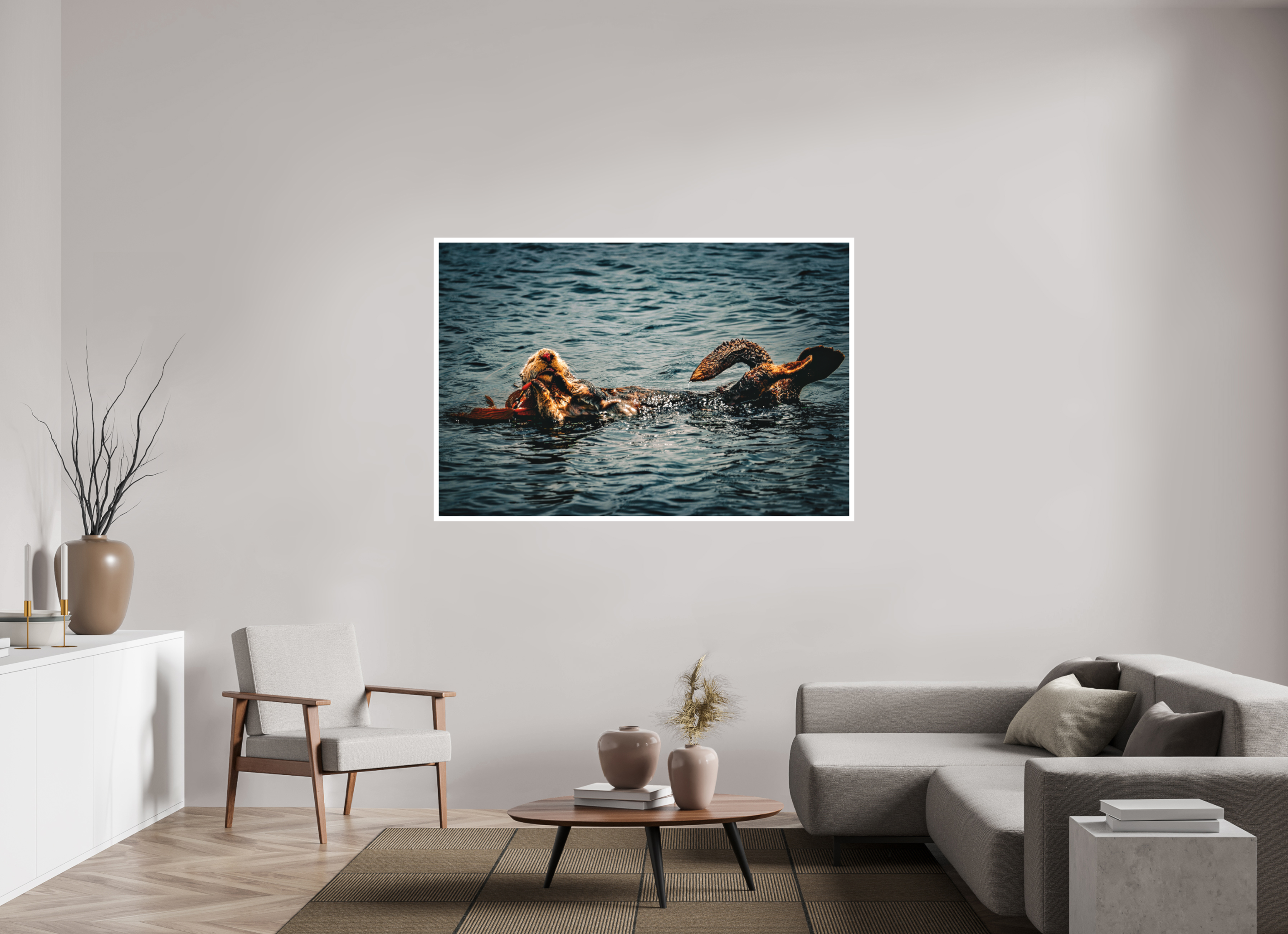64.5 x 43″, Stand Alone Matte Print Real Otters of Moro Bay
