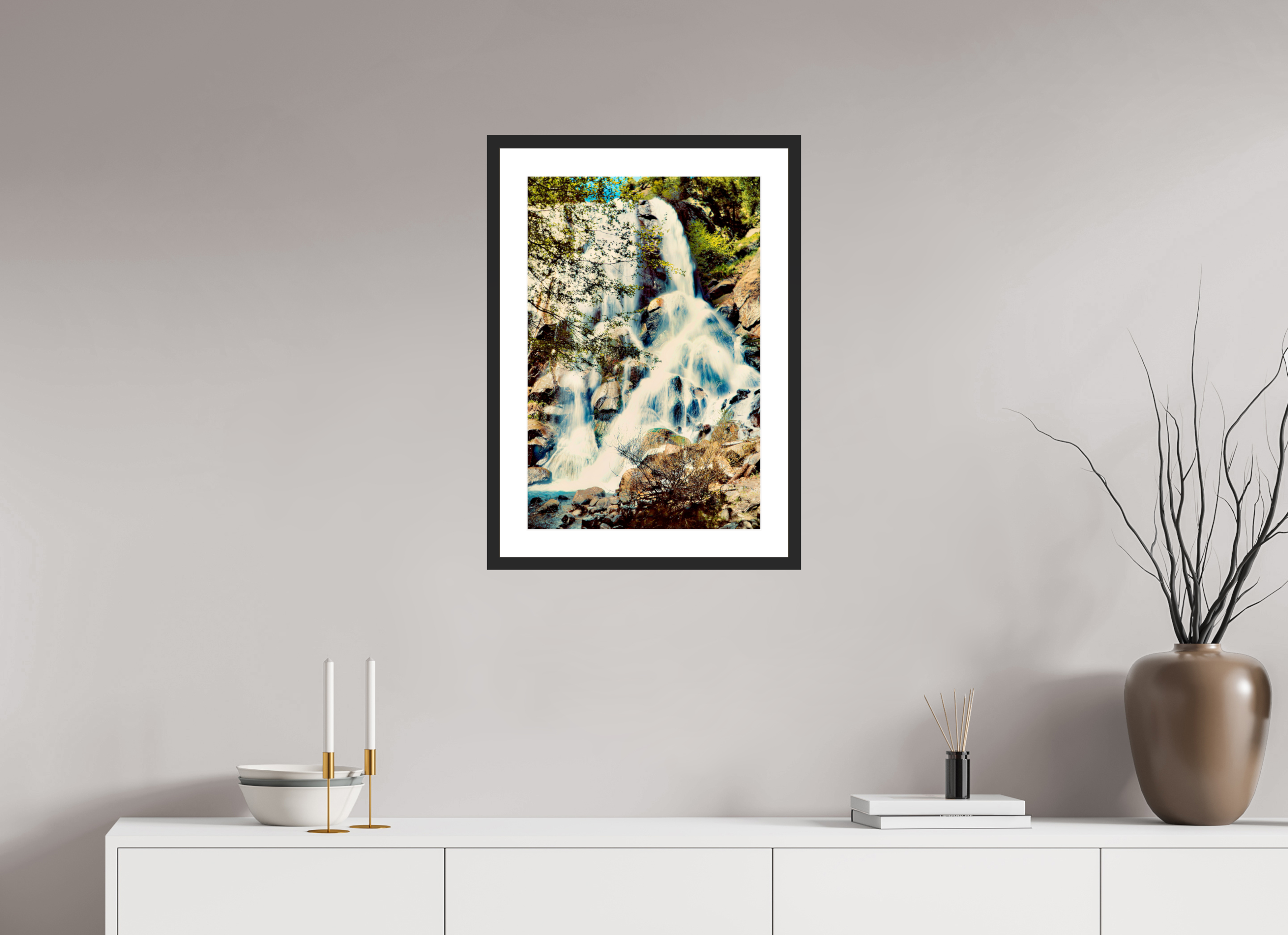 16 x 24″, Framed FineArt Pearl Paper Grizzly Falls