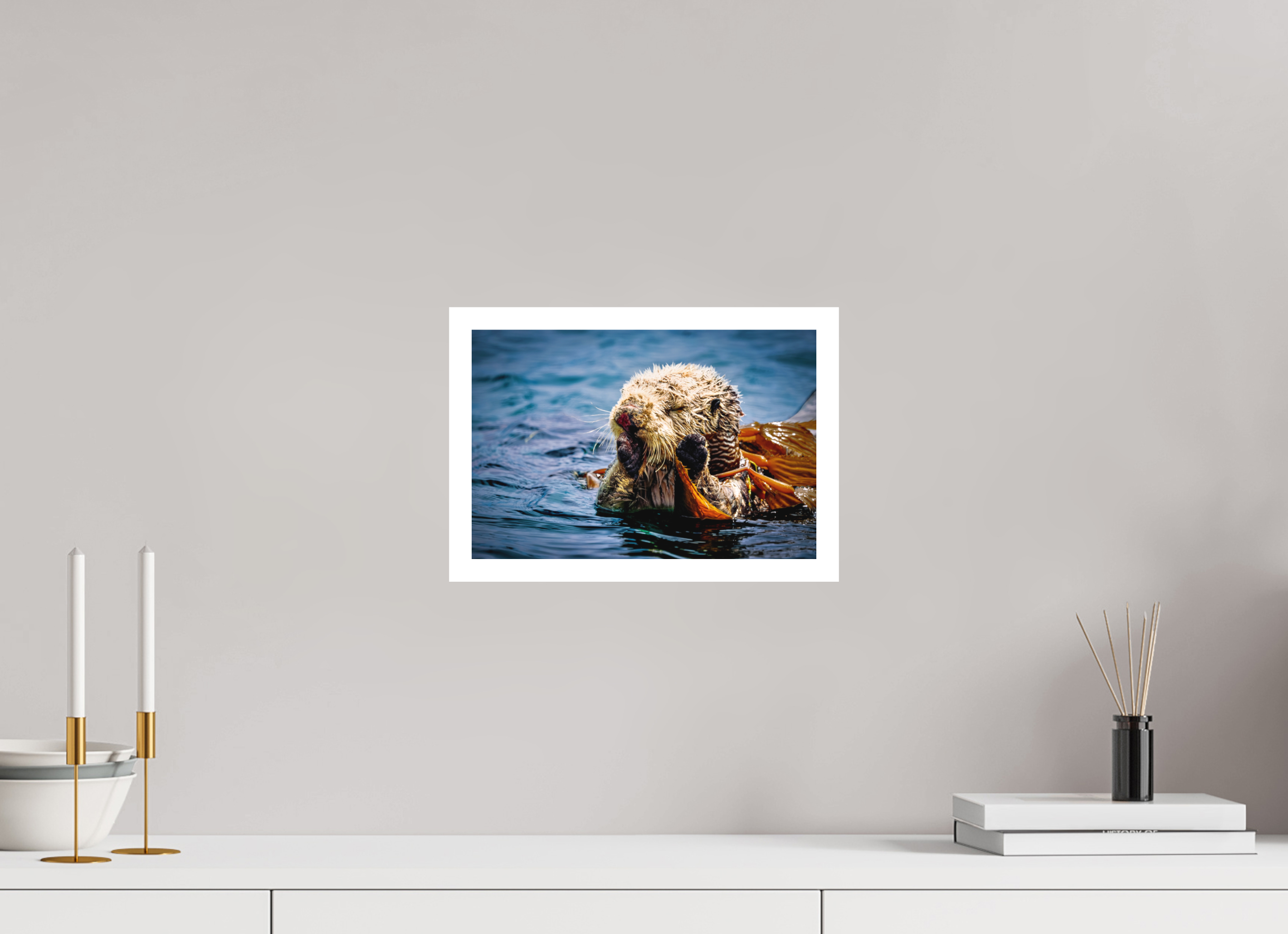 12 x 8″, Stand Alone Matte Print Real Otters of Morro Bay