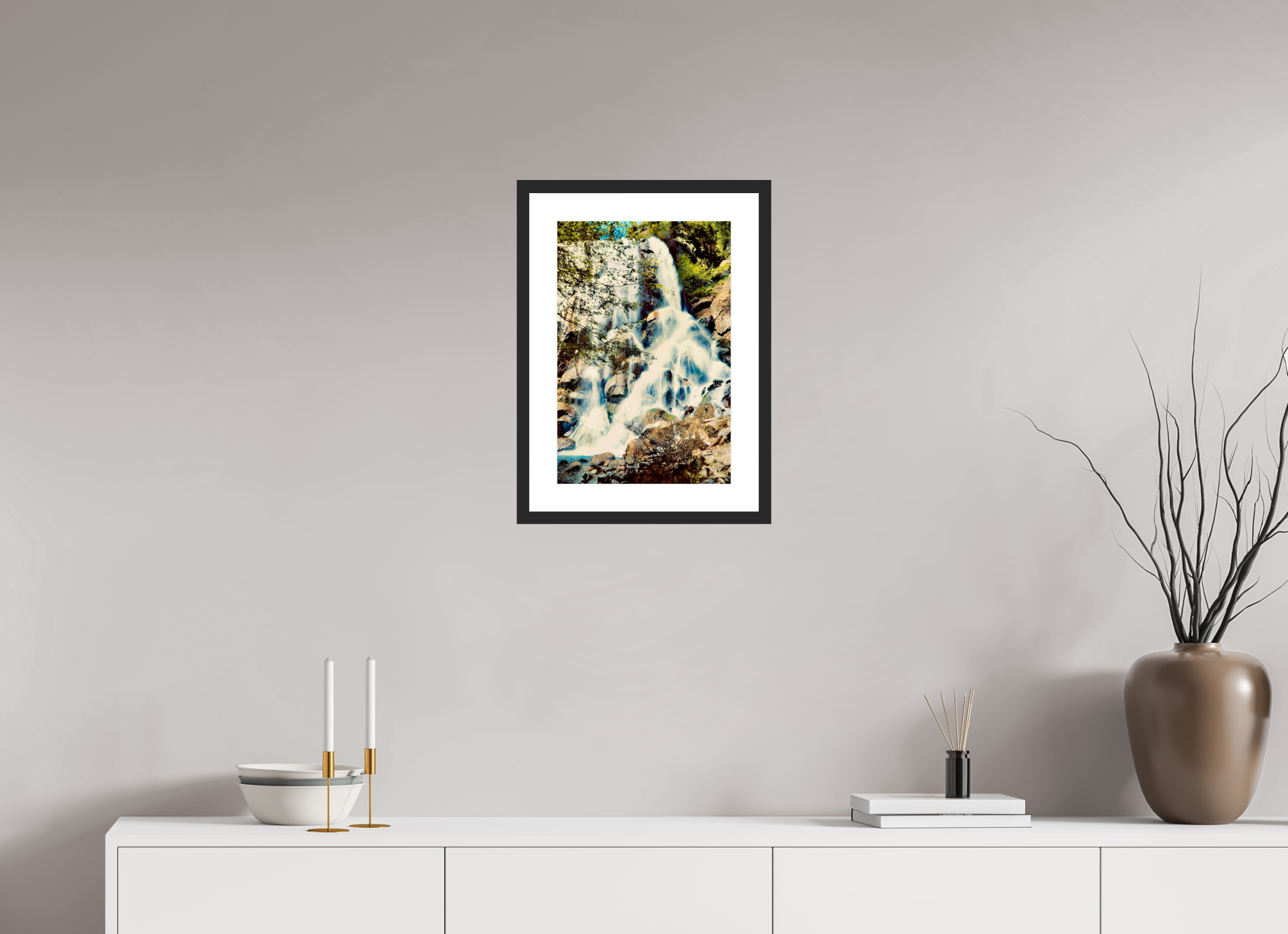 12 x 18″, Framed FineArt Pearl Paper Grizzly Falls