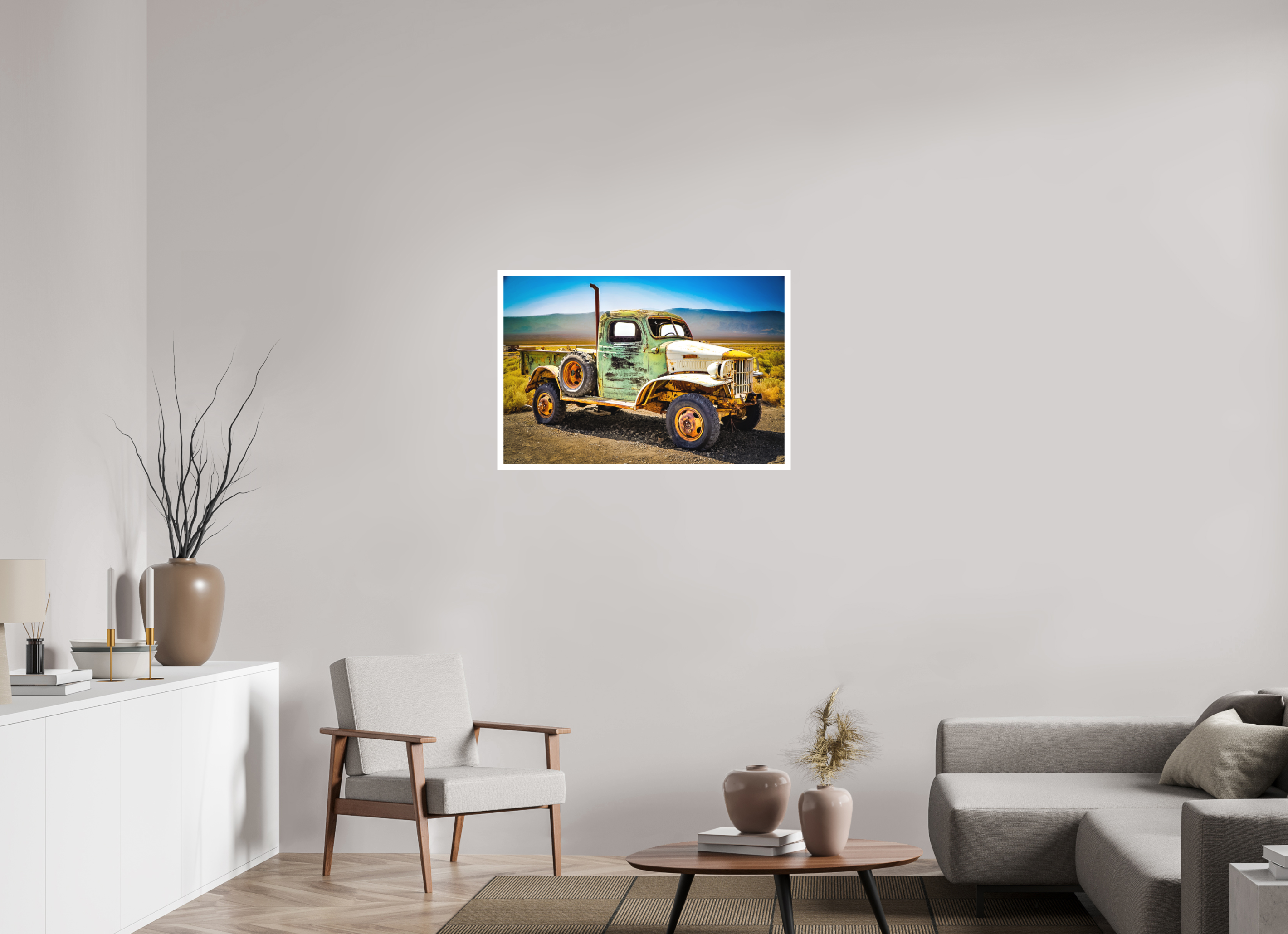 35.9 x 24″, Stand Alone Matte Print Green Truck