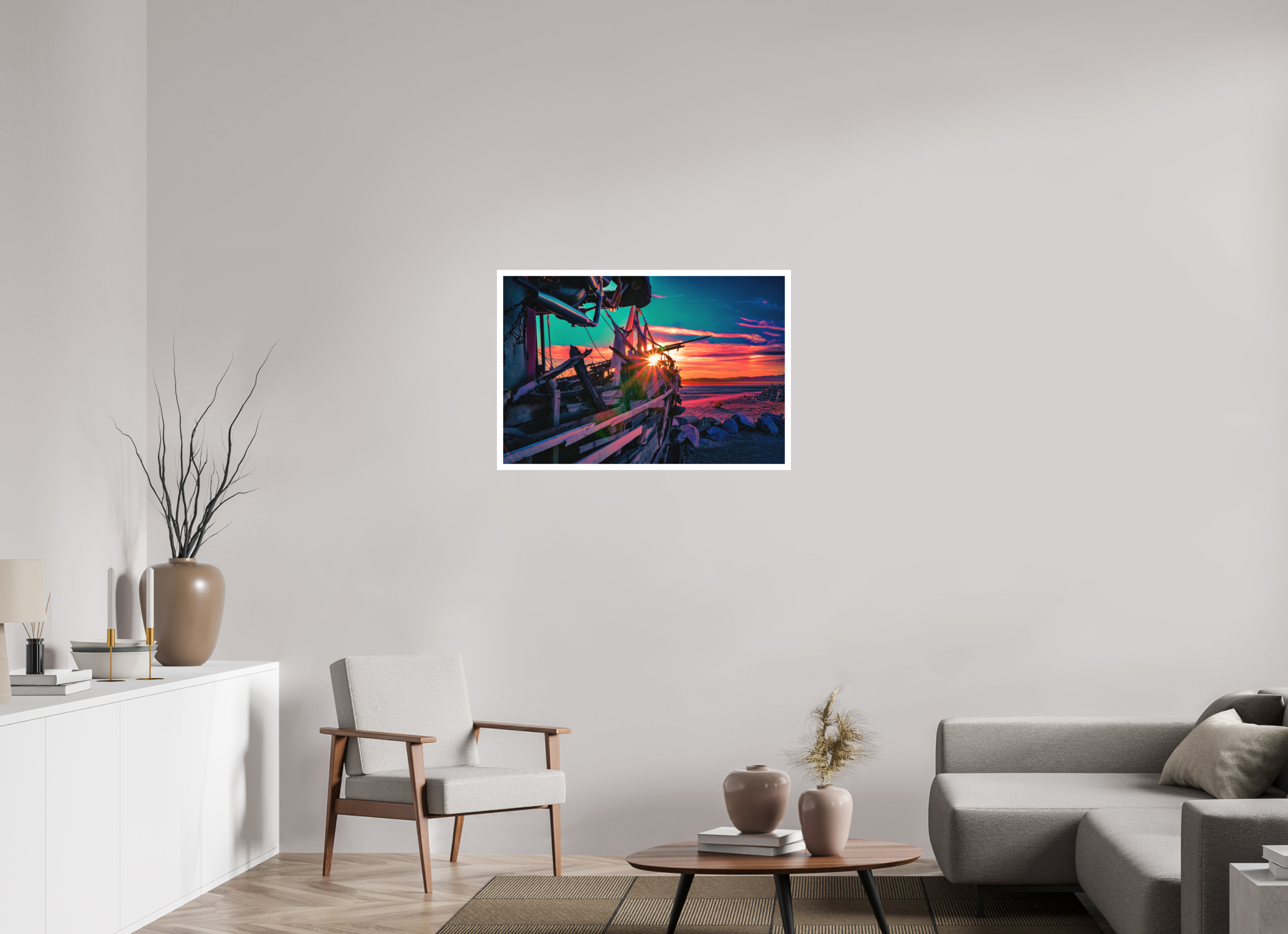 36 x 24″, Stand Alone Matte Print Pink Sunset on the Wreck of the S.S. Kerouac
