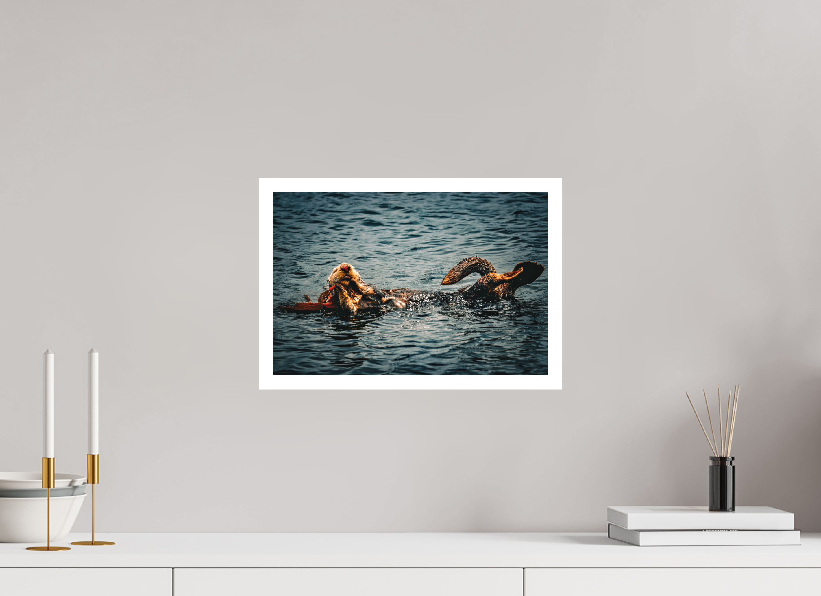 15 x 10″, Stand Alone Matte Print Real Otters of Morro Bay