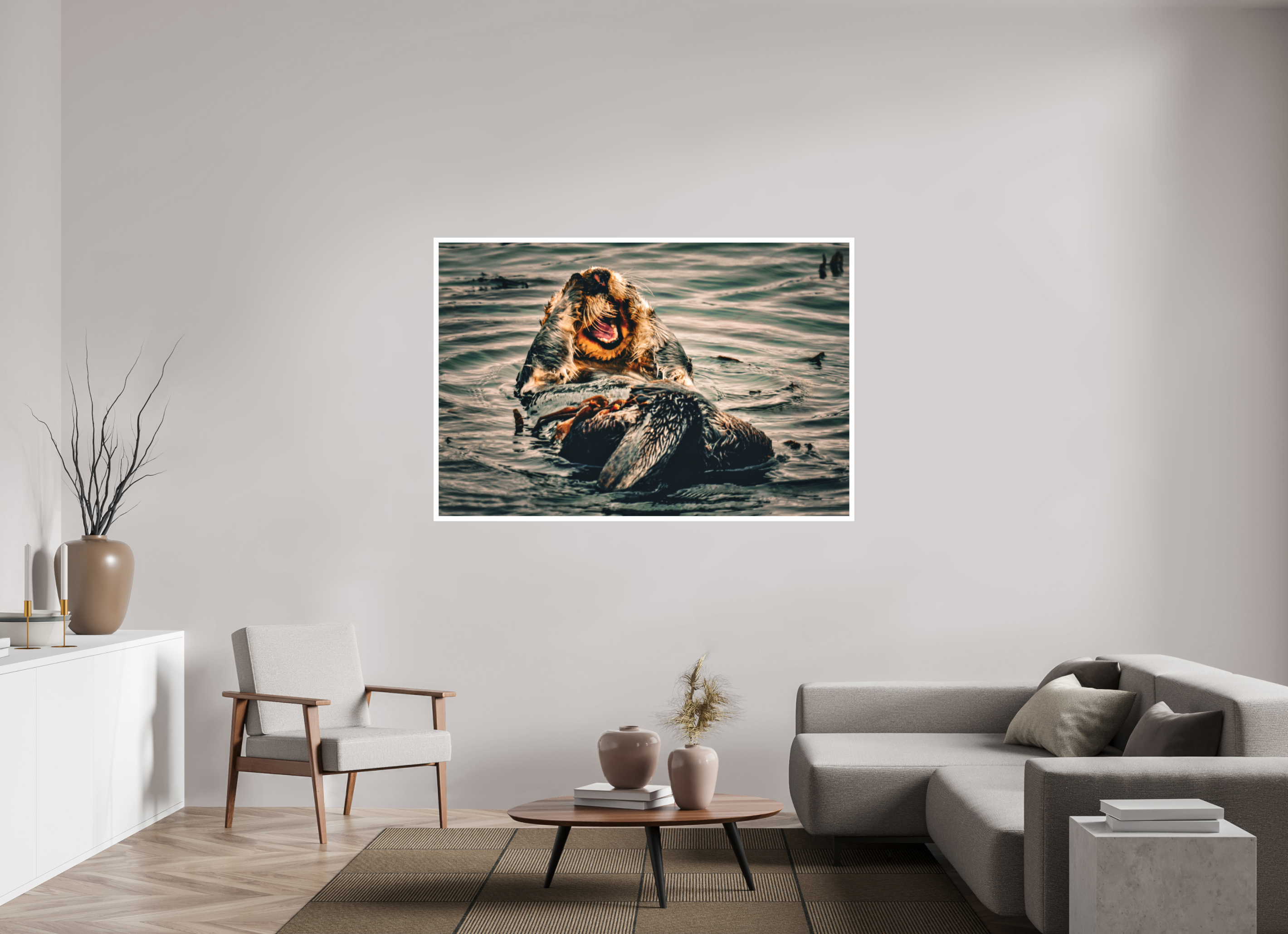 64.5 x 43″, Stand Alone Matte Print Real Otters of Morro Bay