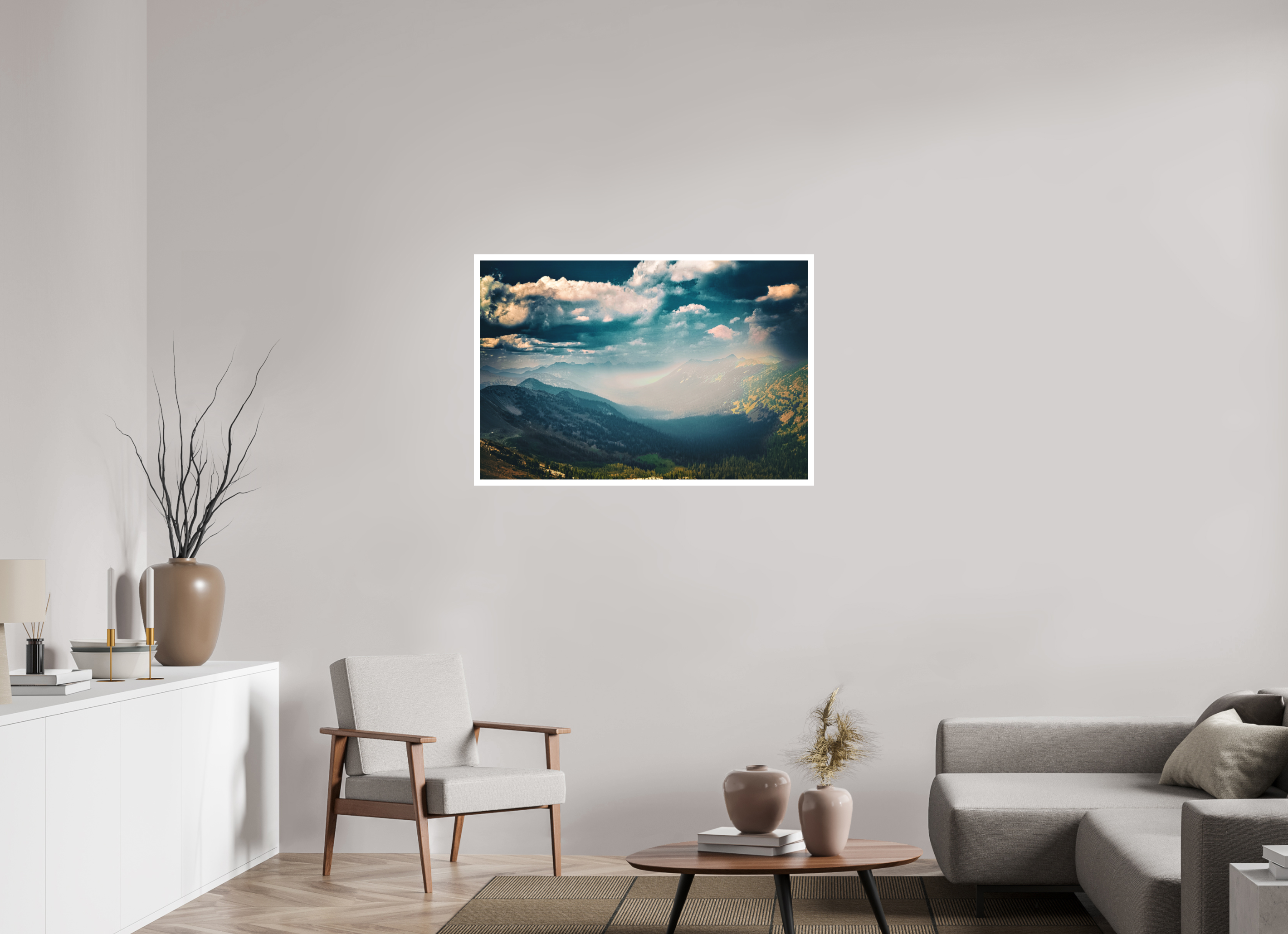 41.9 x 28″, Stand Alone Matte Print Mountains and Clouds