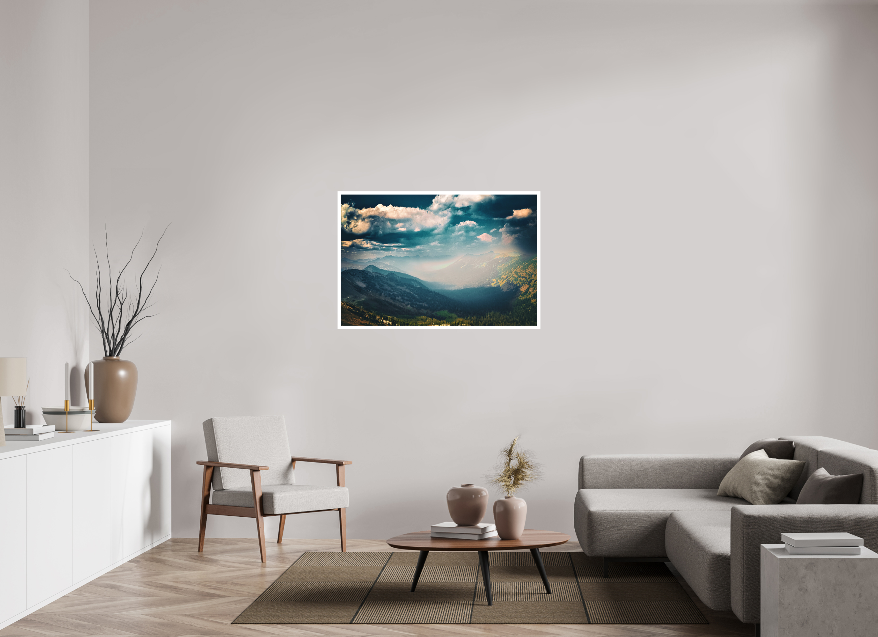 46.4 x 31″, Stand Alone Matte Print Mountains and Clouds