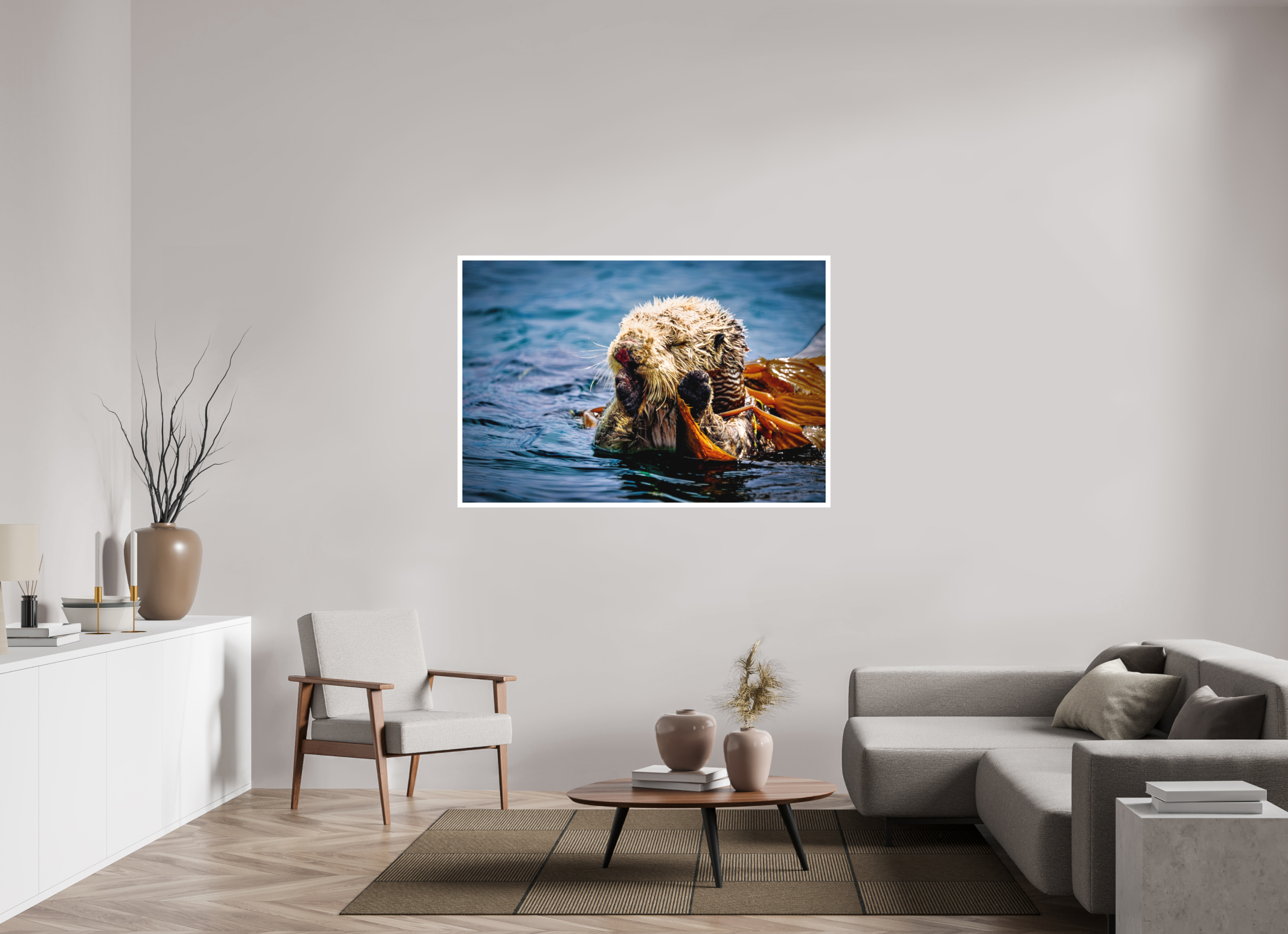 58.5 x 39″, Stand Alone Matte Print Real Otters of Moro Bay