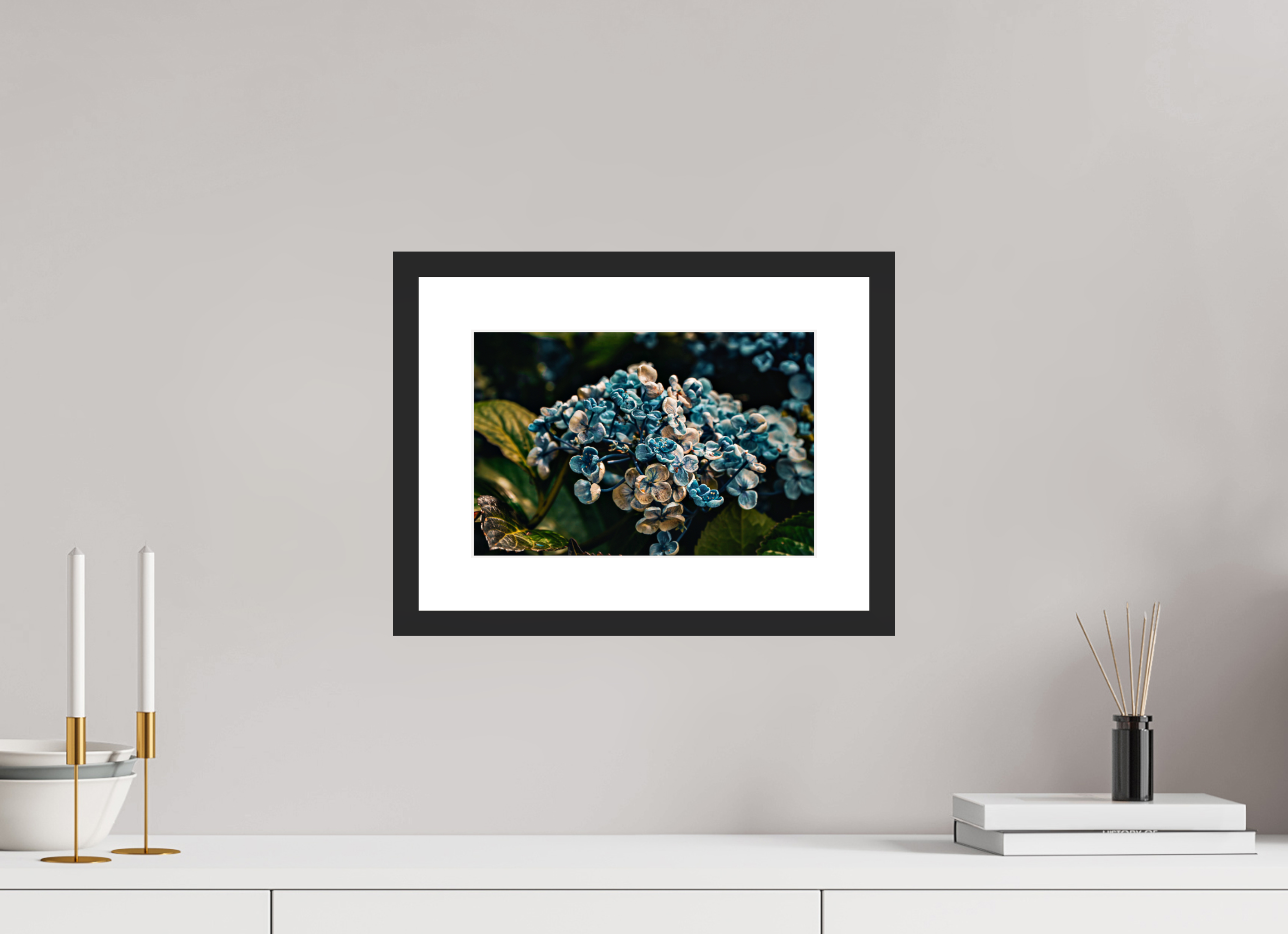 12 x 8″, Framed FineArt Pearl Paper Blue (Runner Up Flowers)