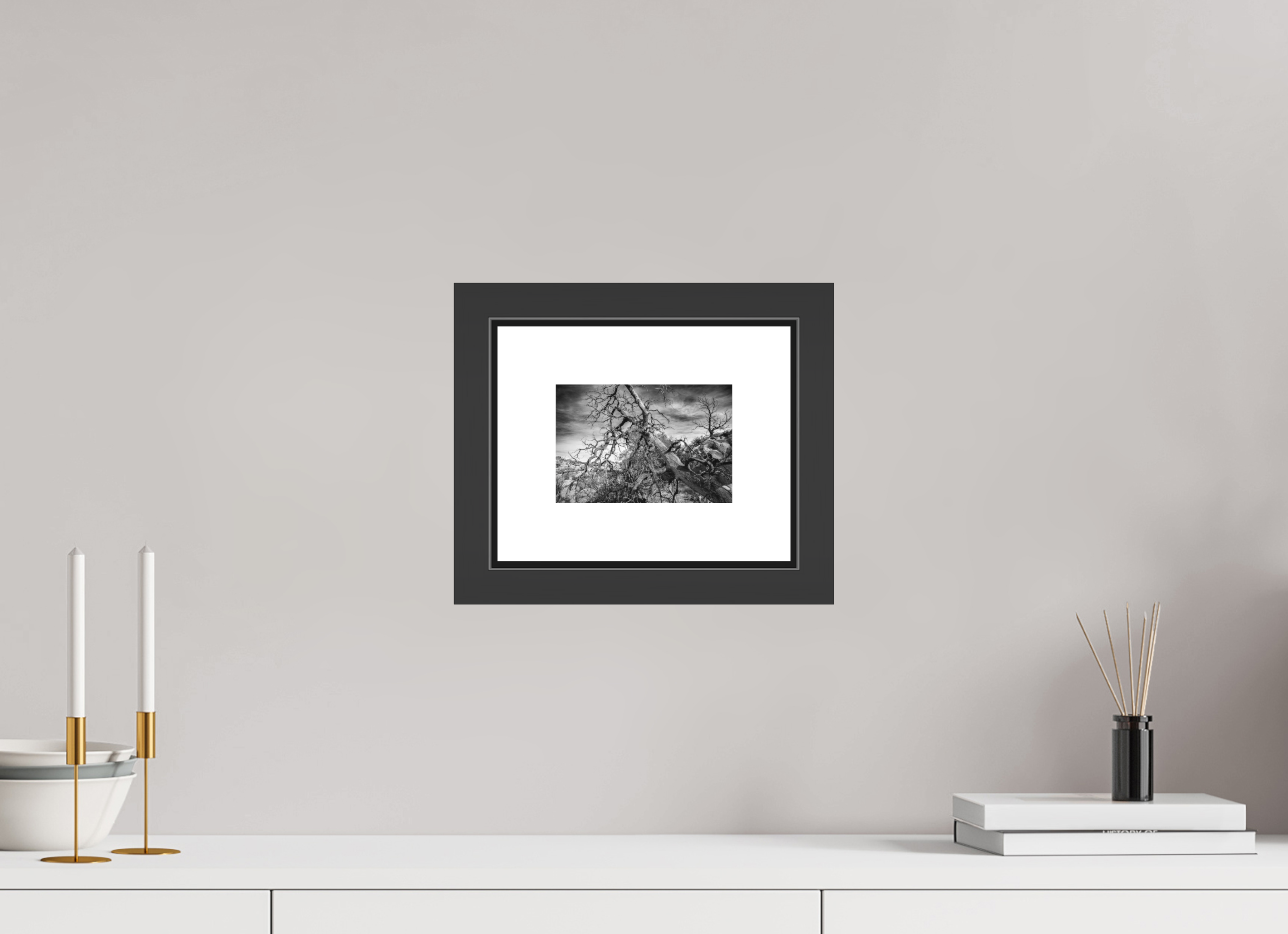 6 x 4″, BW - MATTE GLASS - 2" MOTIF - SHADOW FRAME Dramatic Tree Pt. 2