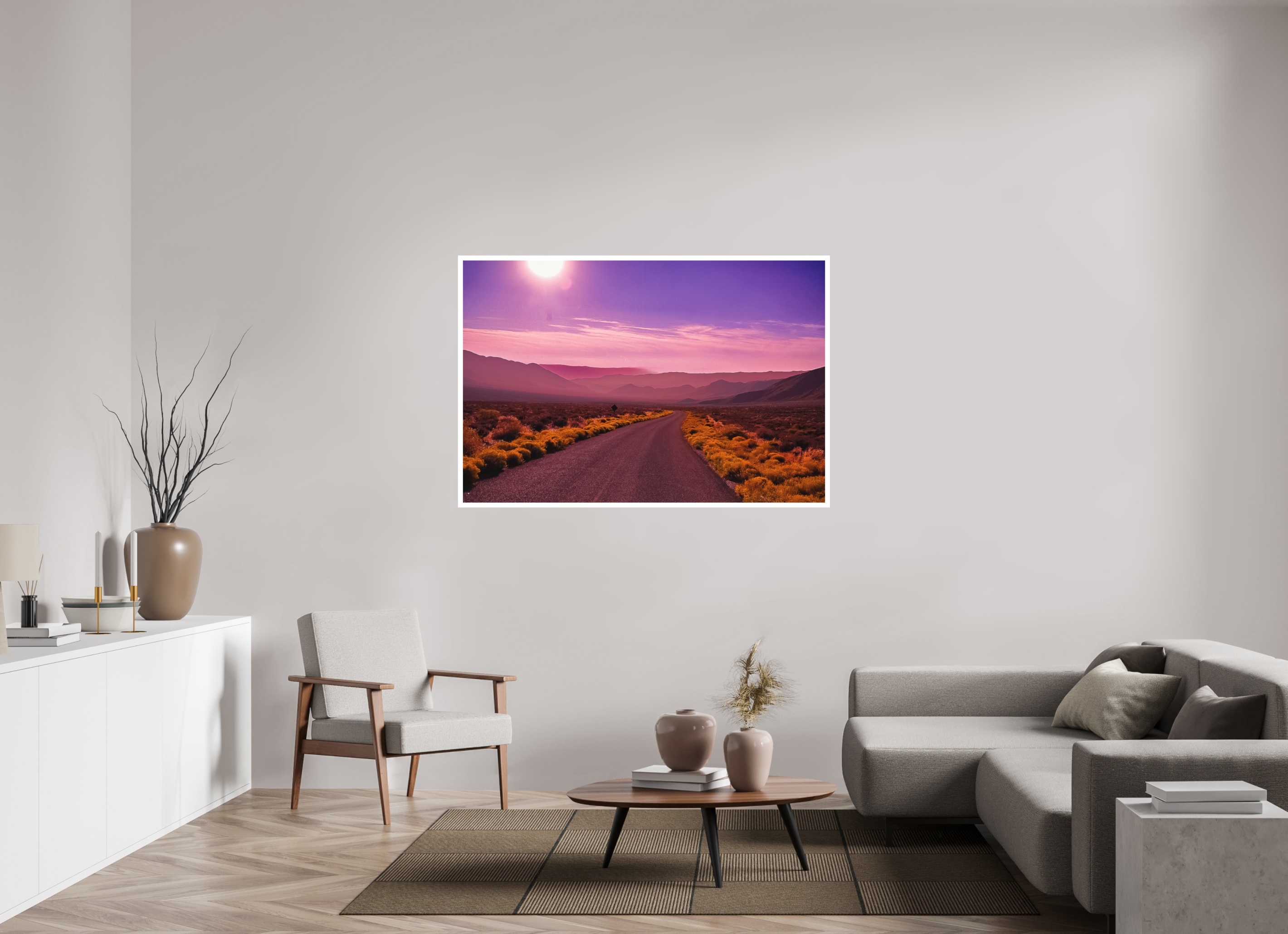 58.3 x 39″, Stand Alone Matte Print Desert in Pinks