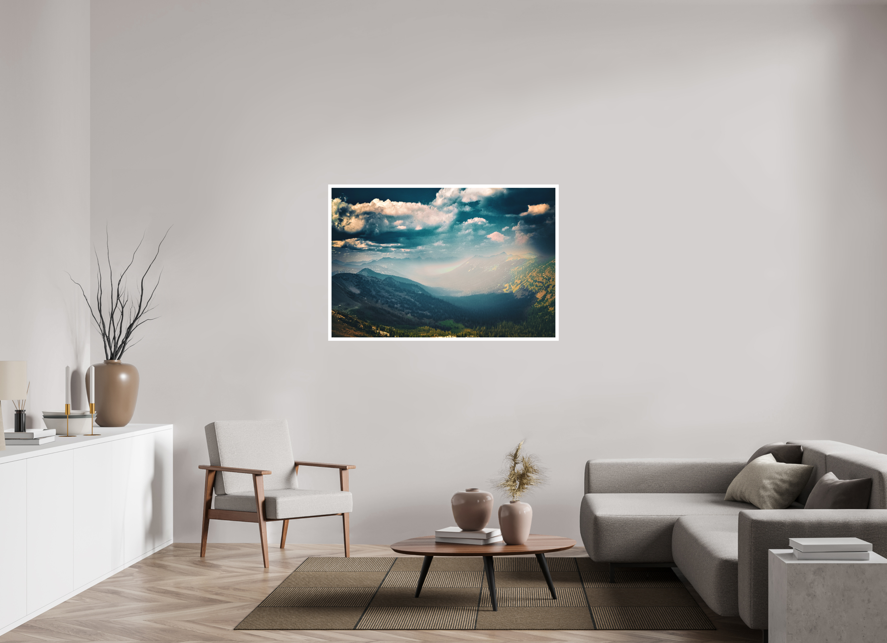 52.4 x 35″, Stand Alone Matte Print Mountains and Clouds