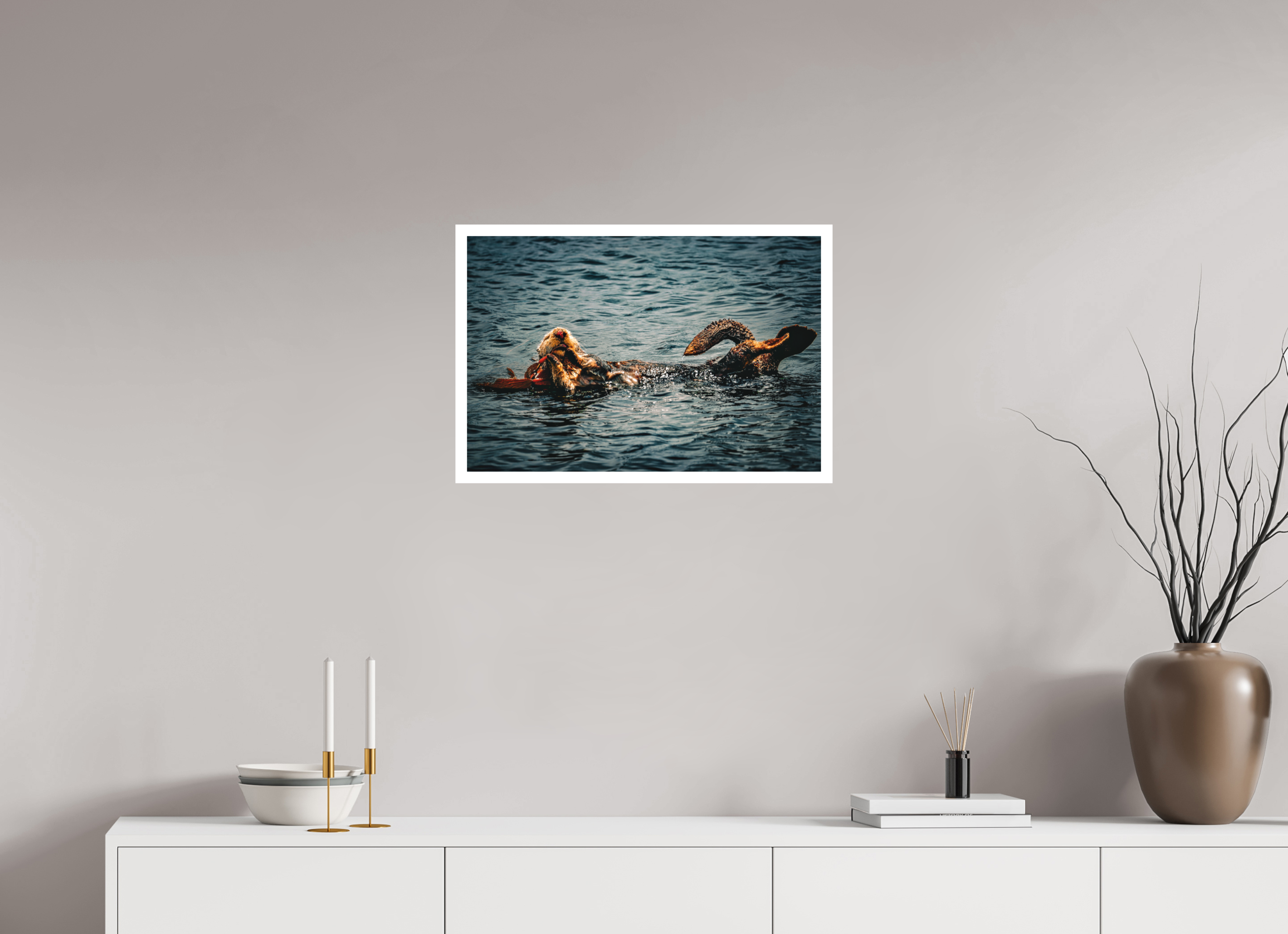 24 x 16″, Stand Alone Matte Print Real Otters of Moro Bay