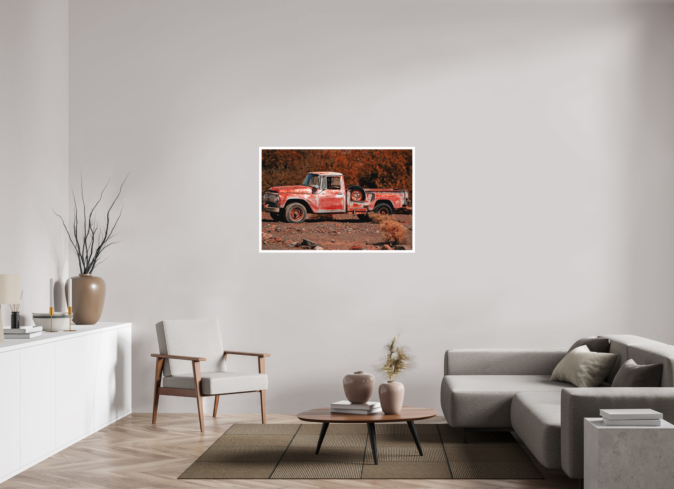 46.4 x 31″, Stand Alone Matte Print Red Truck