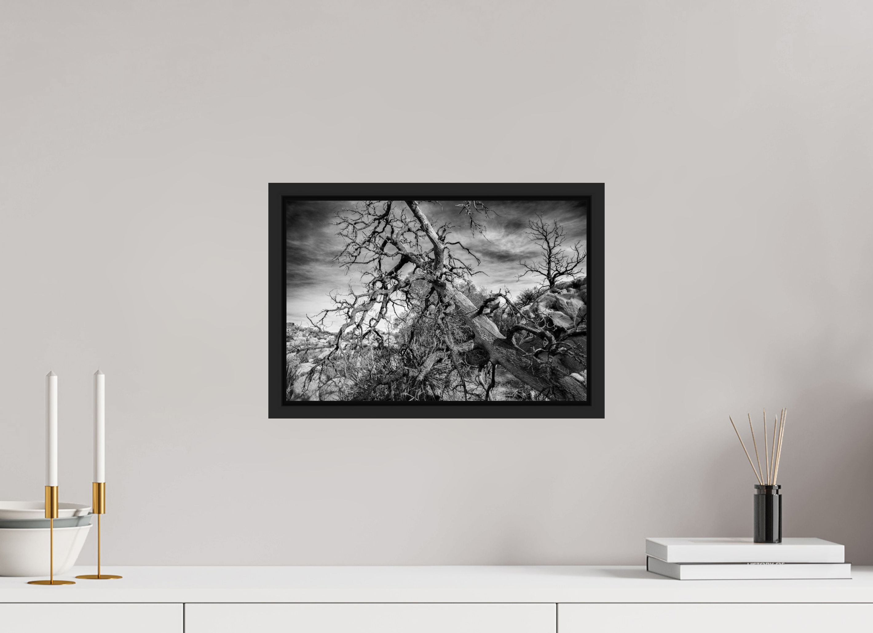 15 x 10″, BW - ACRYLIC GLASS - SIMPLE FRAME Dramatic Tree Pt. 2