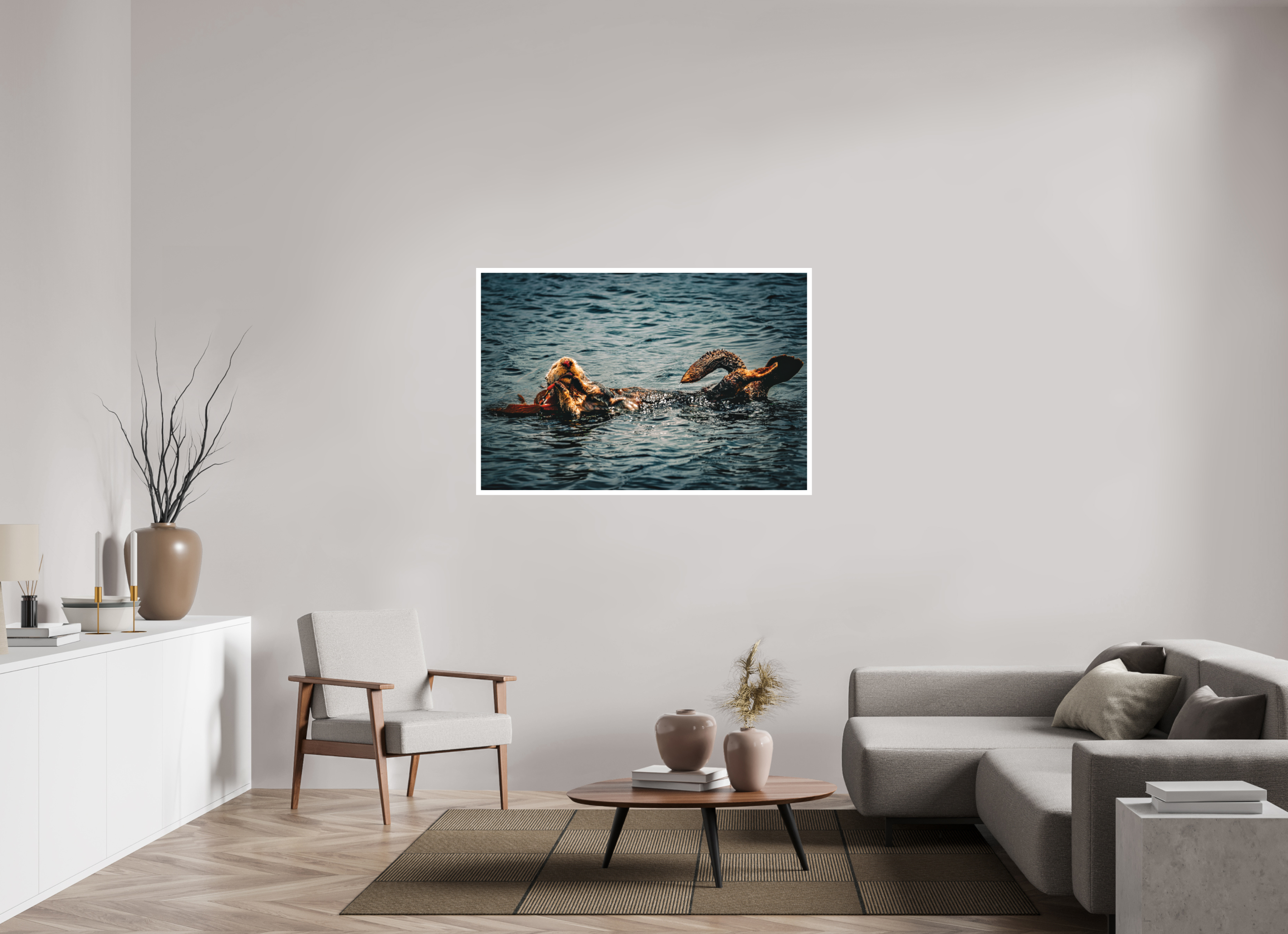 52.5 x 35″, Stand Alone Matte Print Real Otters of Moro Bay
