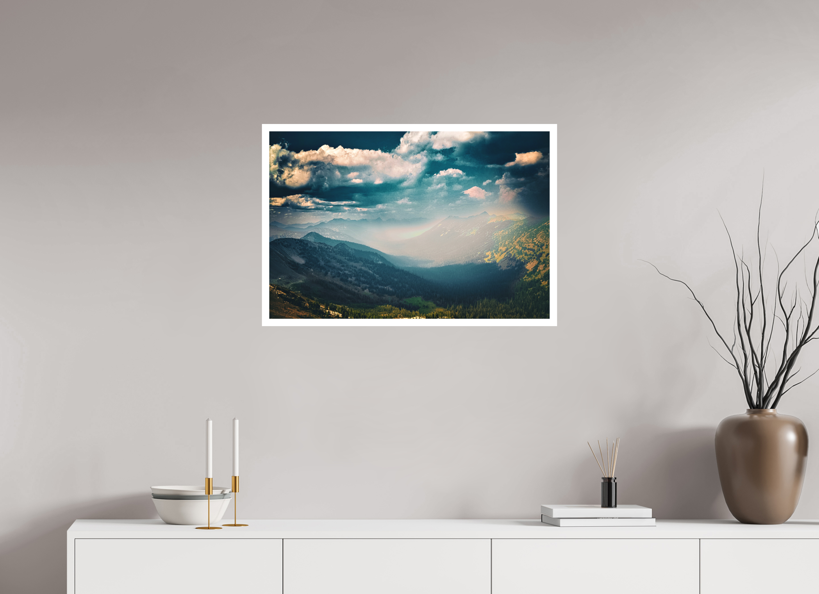 29.9 x 20″, Stand Alone Matte Print Mountains and Clouds
