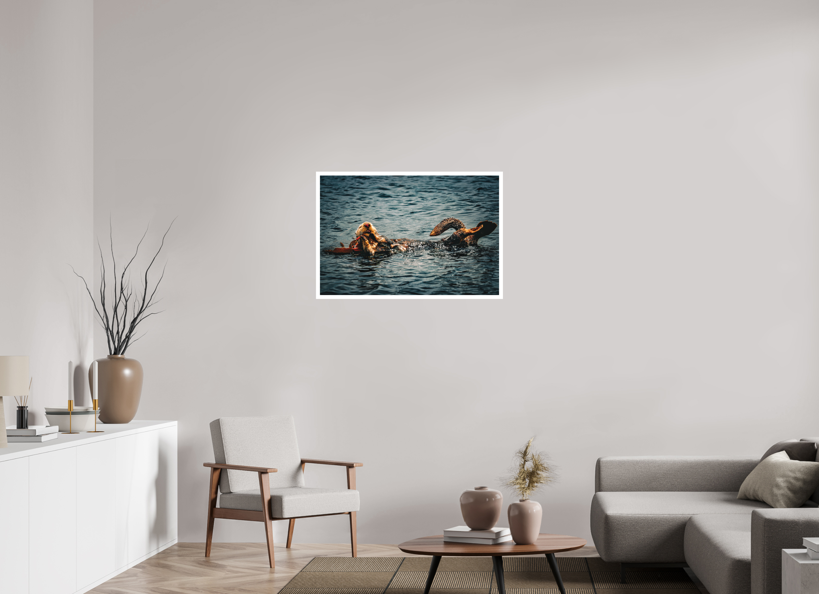 36 x 24″, Stand Alone Matte Print Real Otters of Moro Bay