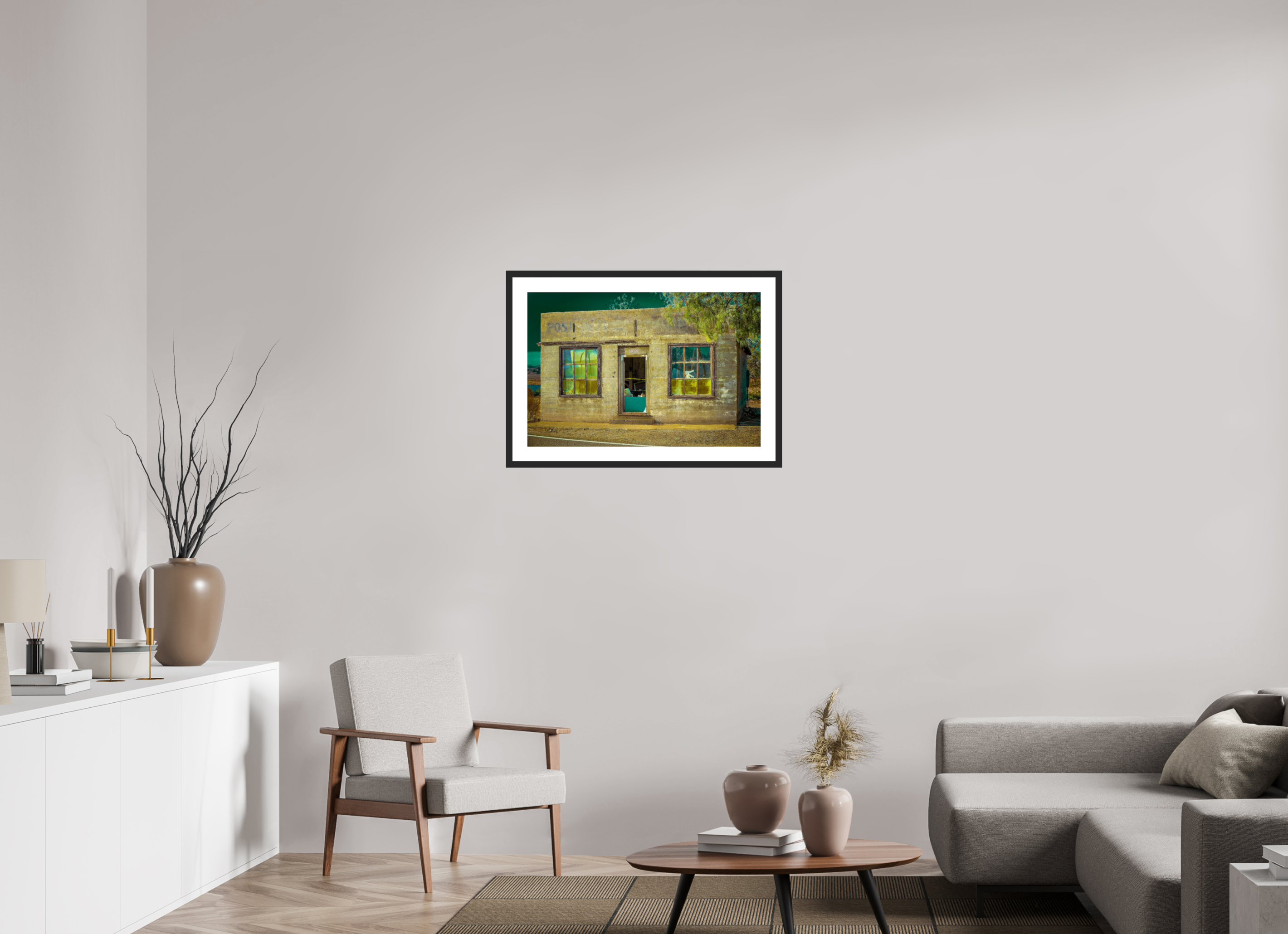 30 x 20″, Framed FineArt Pearl Paper Building Robot