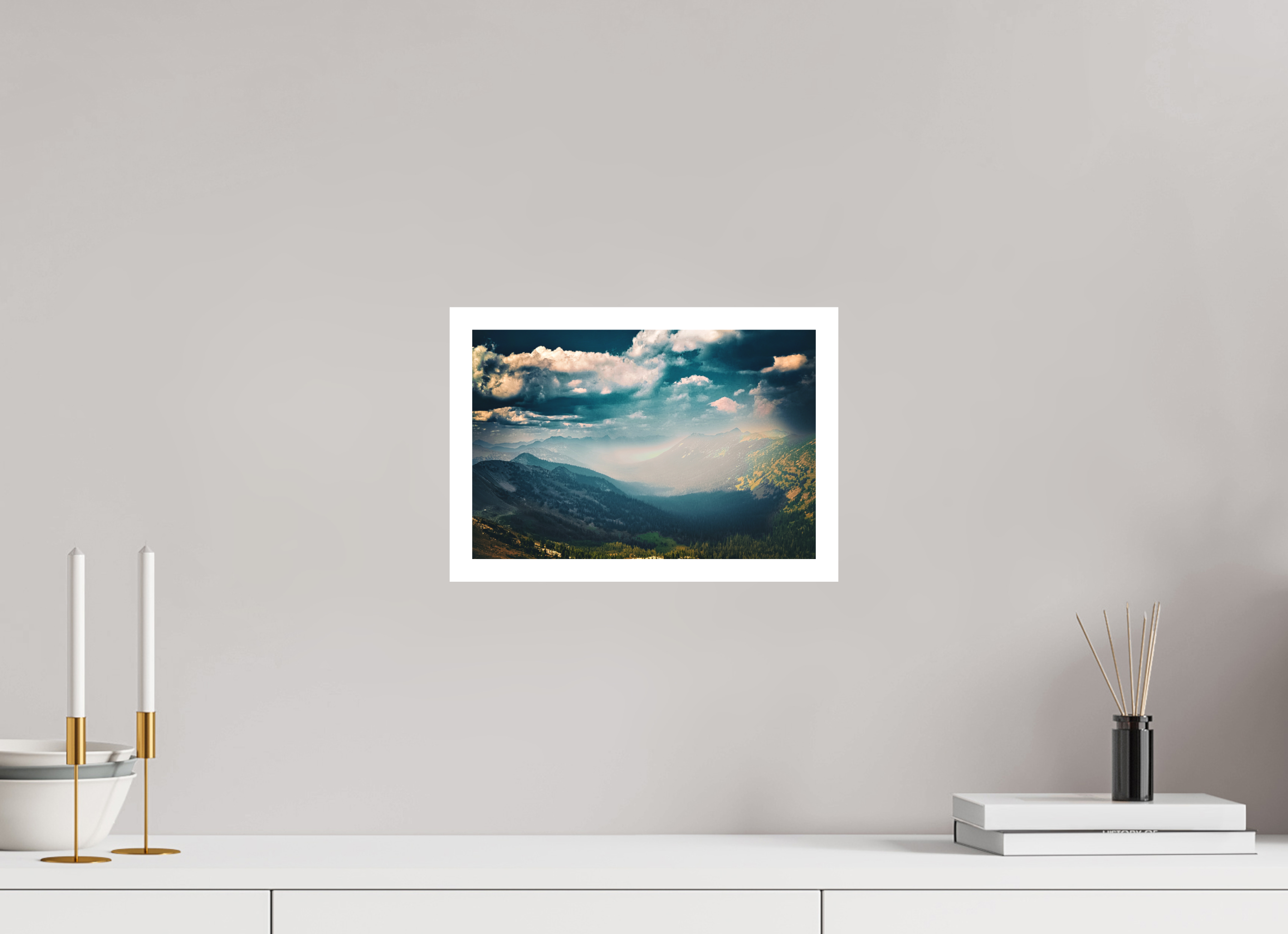 12 x 8″, Stand Alone Matte Print Mountains and Clouds