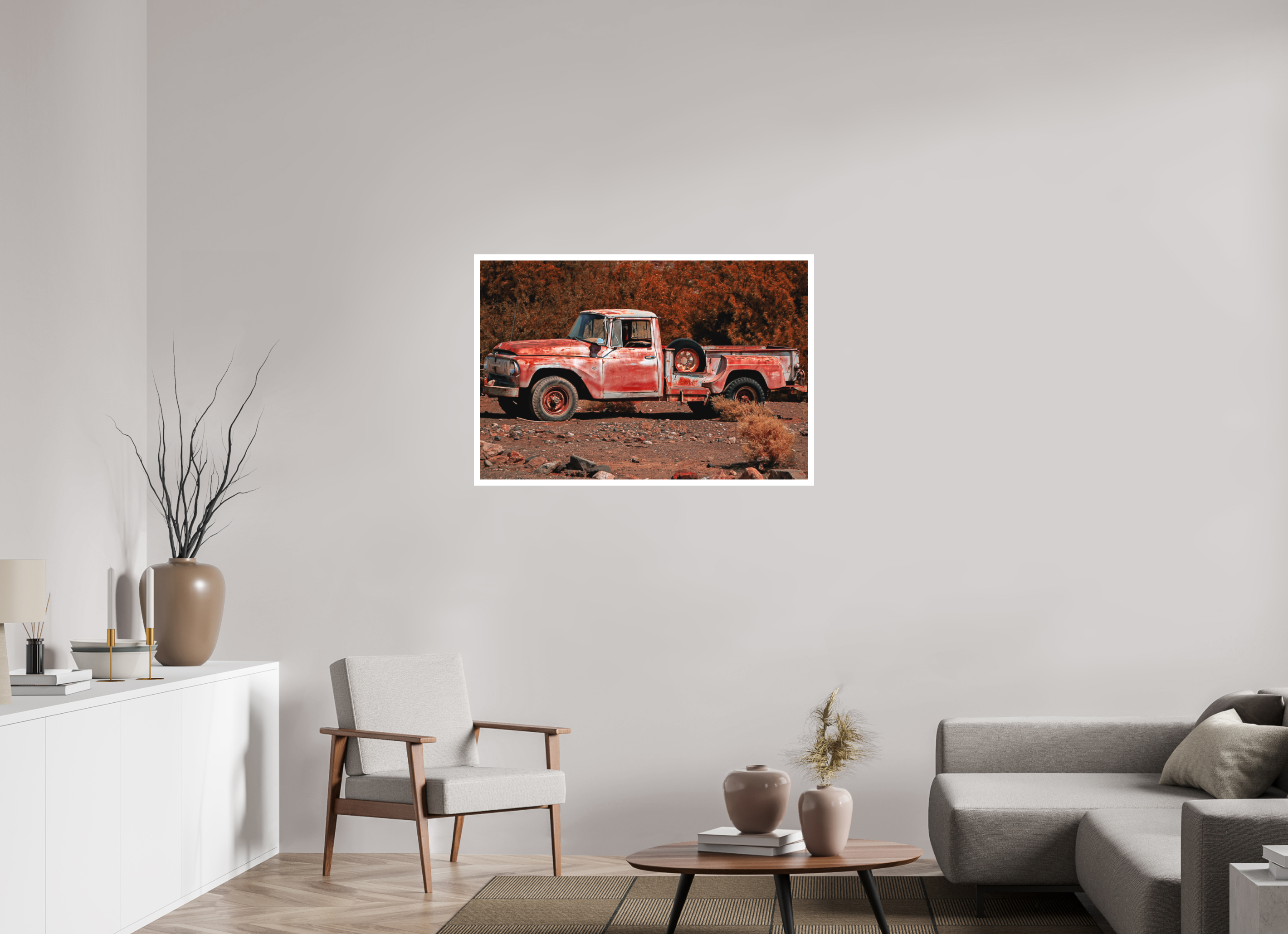 41.9 x 28″, Stand Alone Matte Print Red Truck