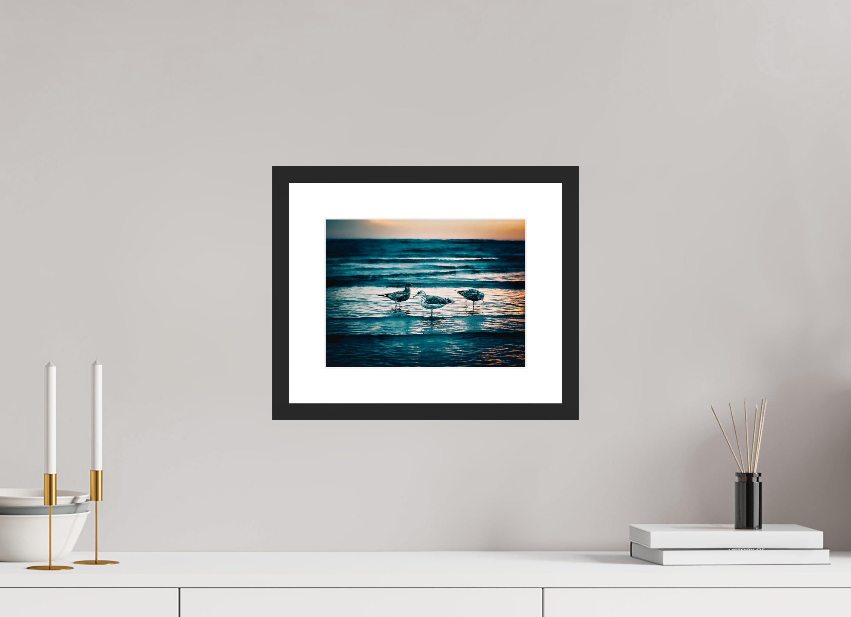 10.7 x 8″, Framed FineArt Pearl Paper Moonlight Surf