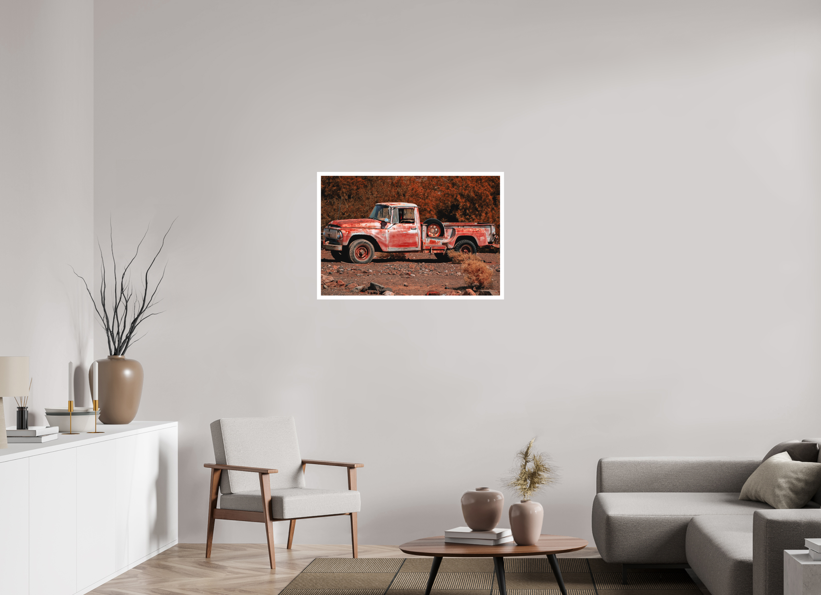 35.9 x 24″, Stand Alone Matte Print Red Truck