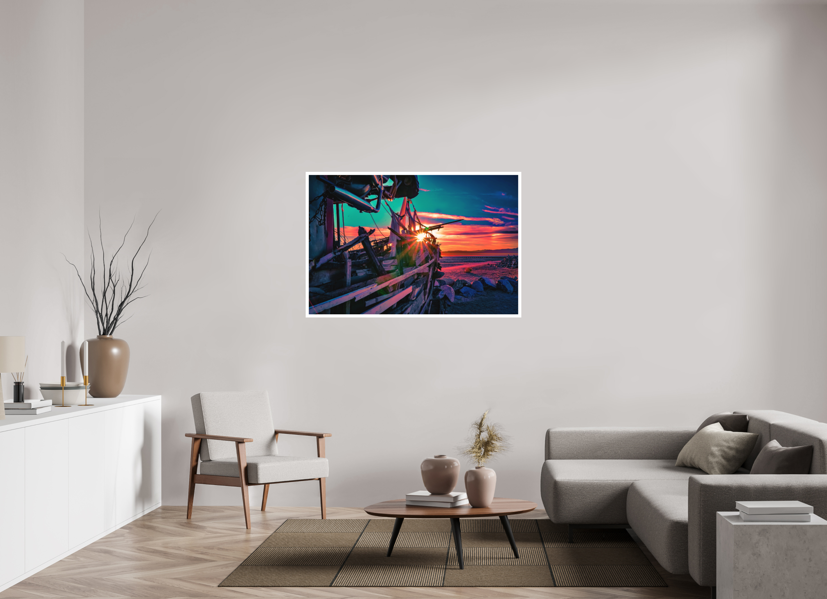 52.5 x 35″, Stand Alone Matte Print Pink Sunset on the Wreck of the S.S. Kerouac