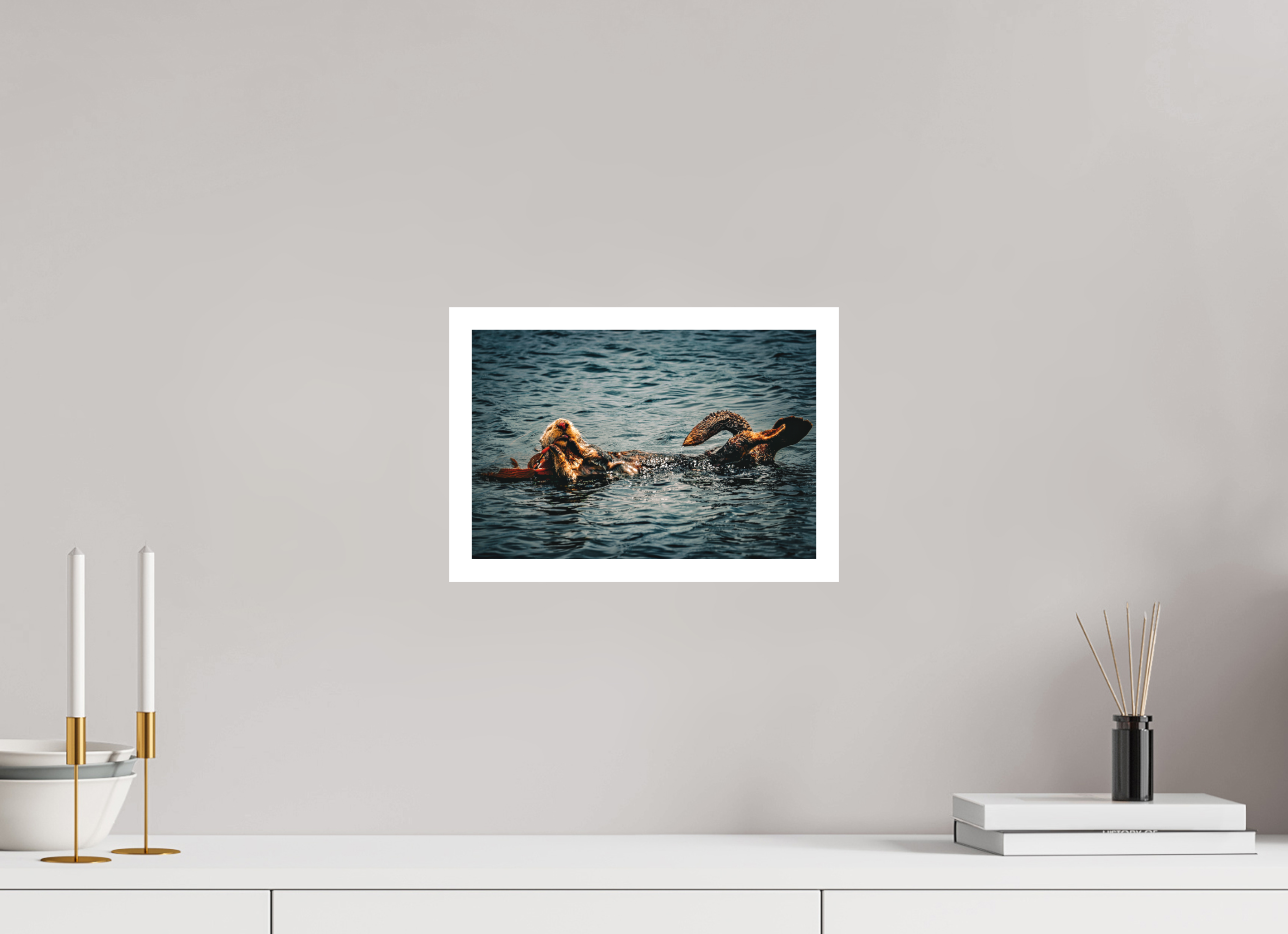 12 x 8″, Stand Alone Matte Print Real Otters of Morro Bay