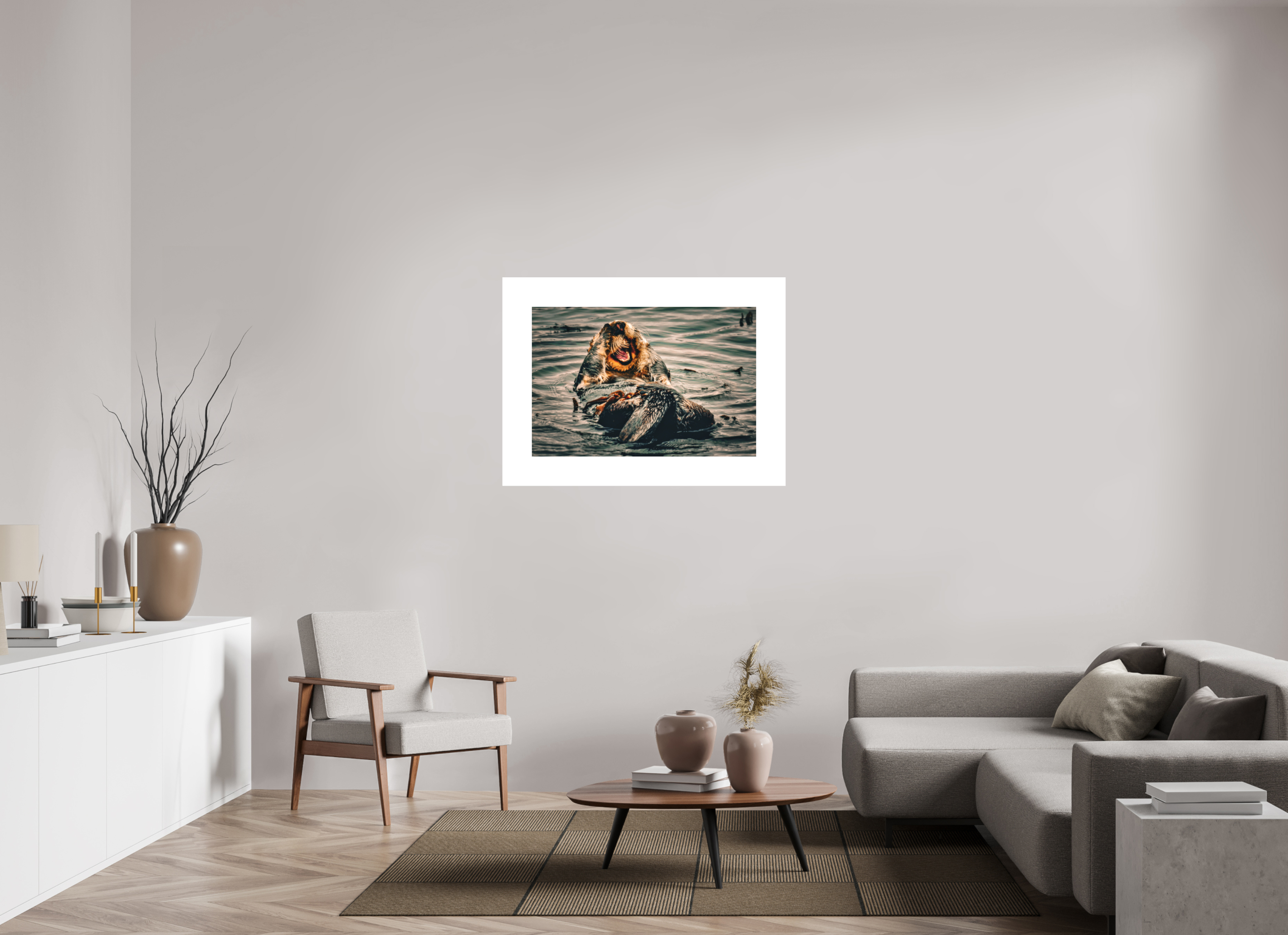 36 x 24″, Direct Print on Forex Real Otters of Morro Bay