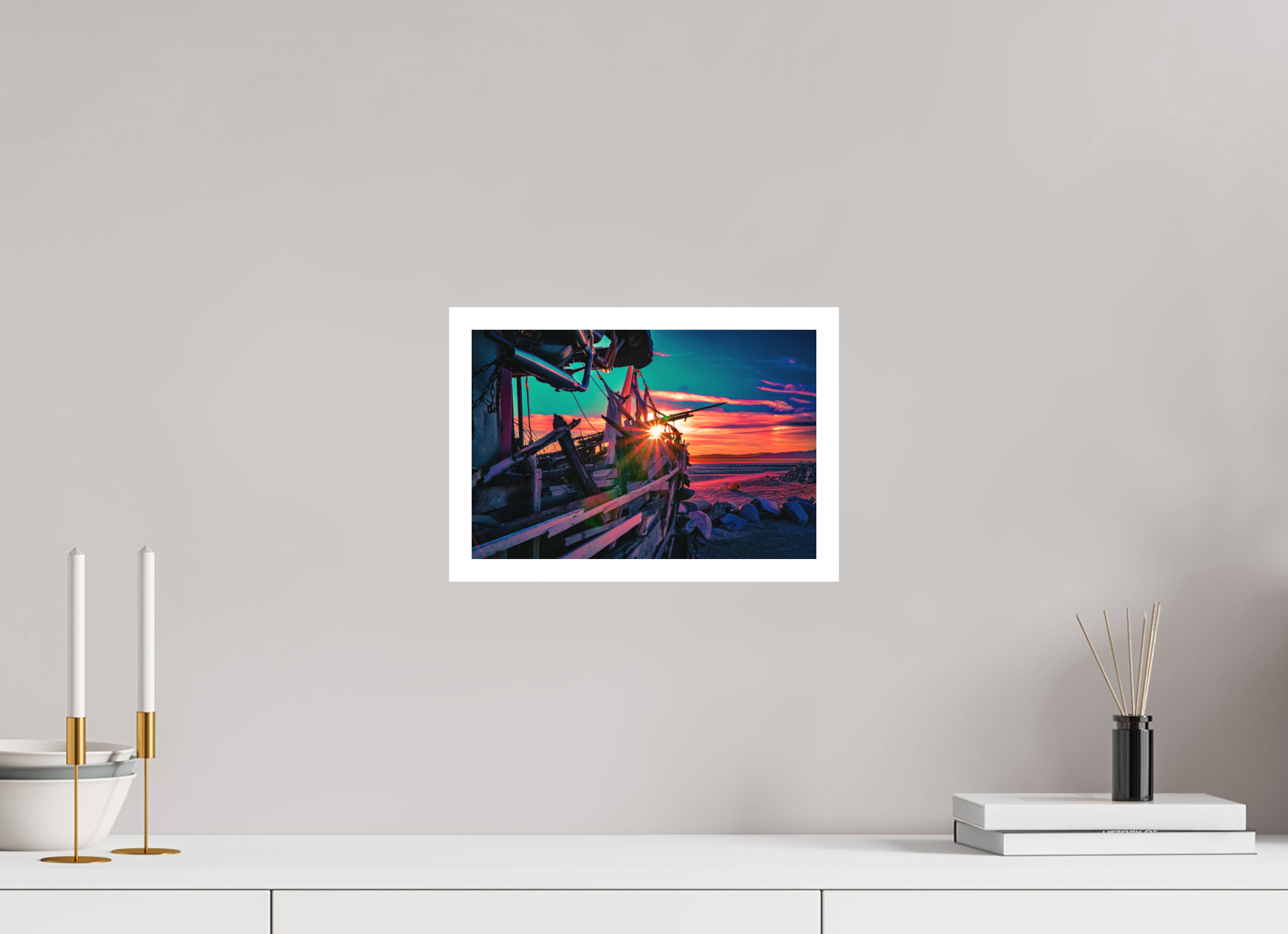 12 x 8″, Stand Alone Matte Print Pink Sunset on the Wreck of the S.S. Kerouac