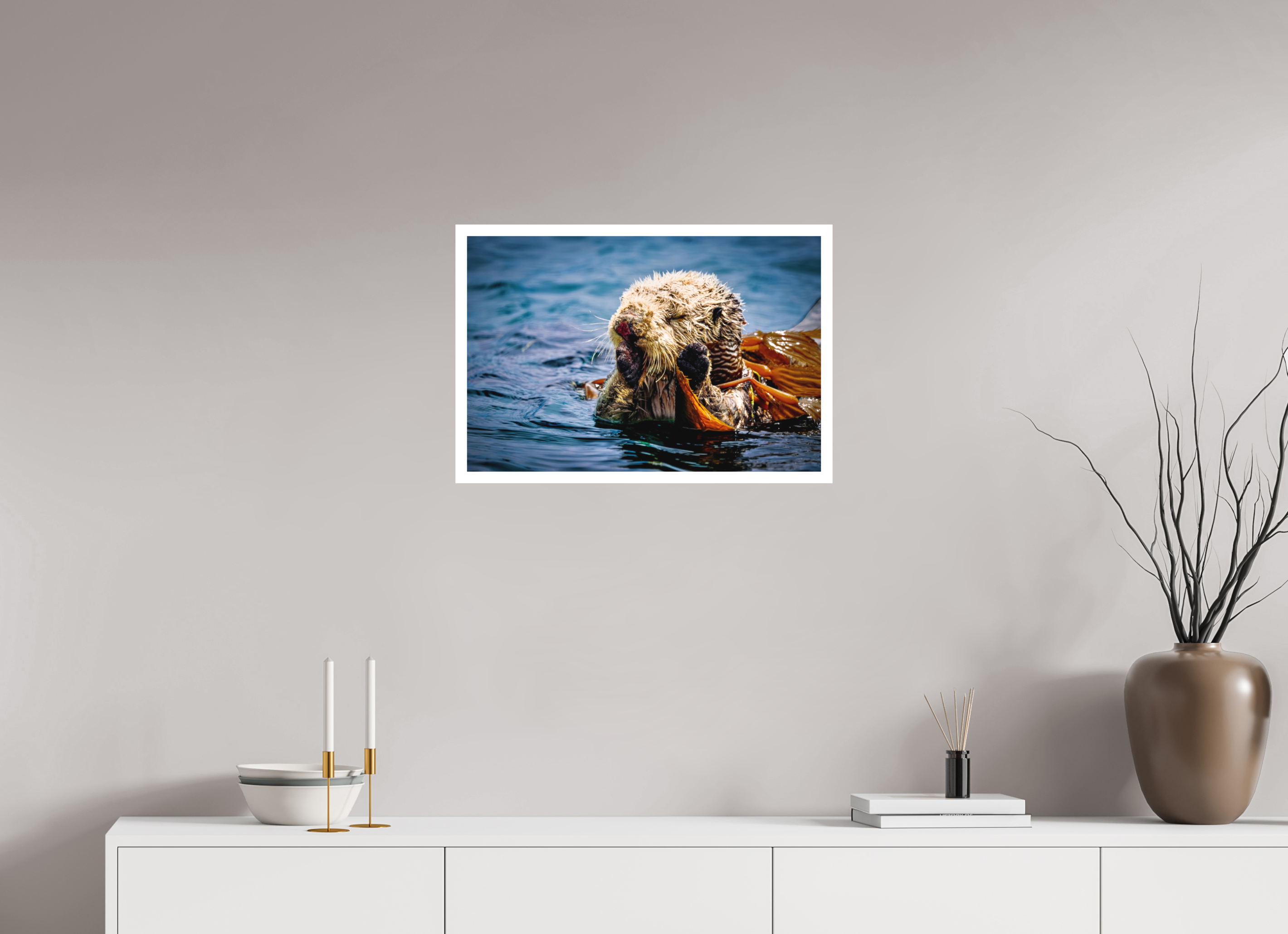 24 x 16″, Stand Alone Matte Print Real Otters of Moro Bay