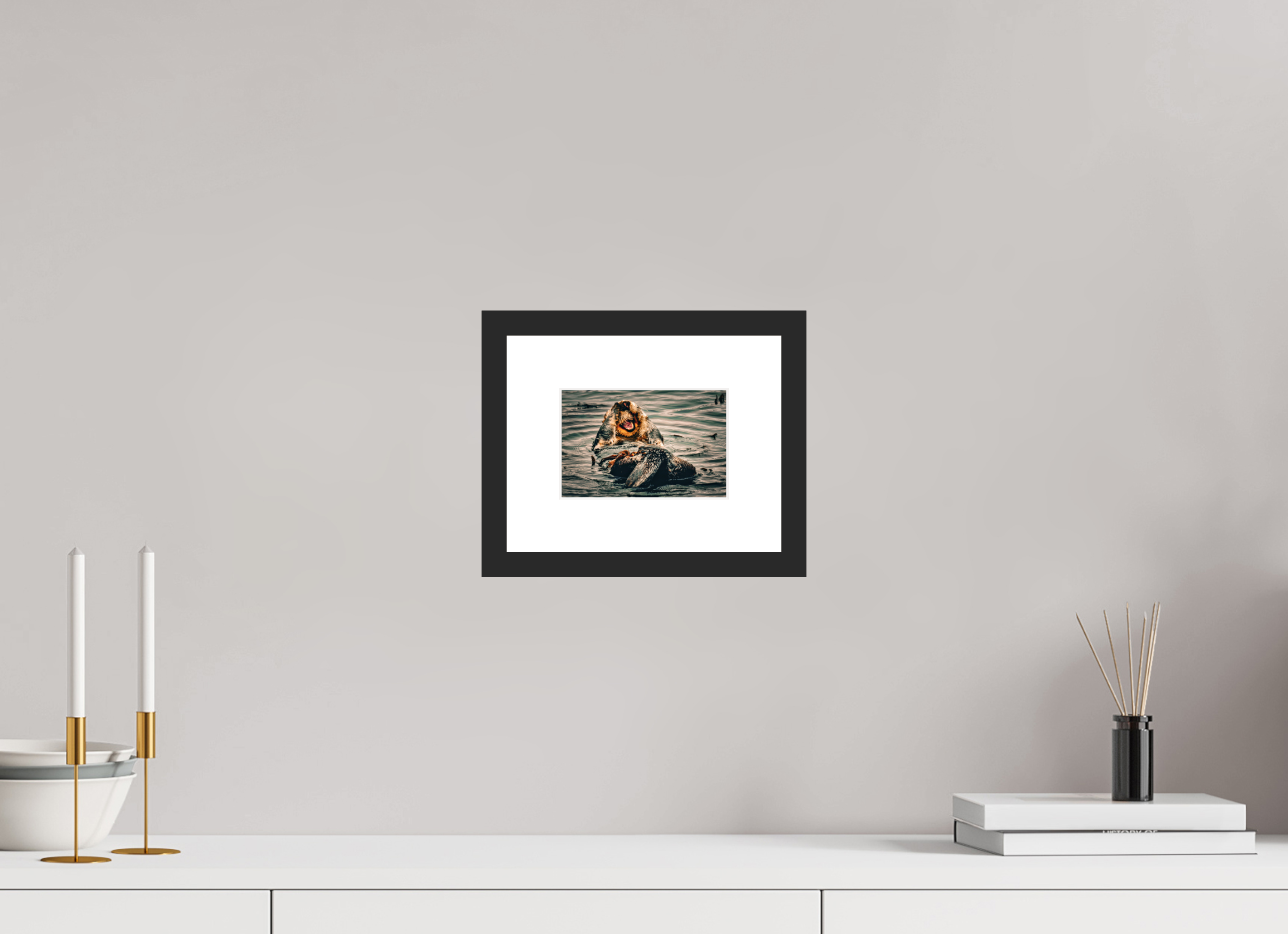 6 x 4″, Framed FineArt Pearl Paper Real Otters of Morro Bay