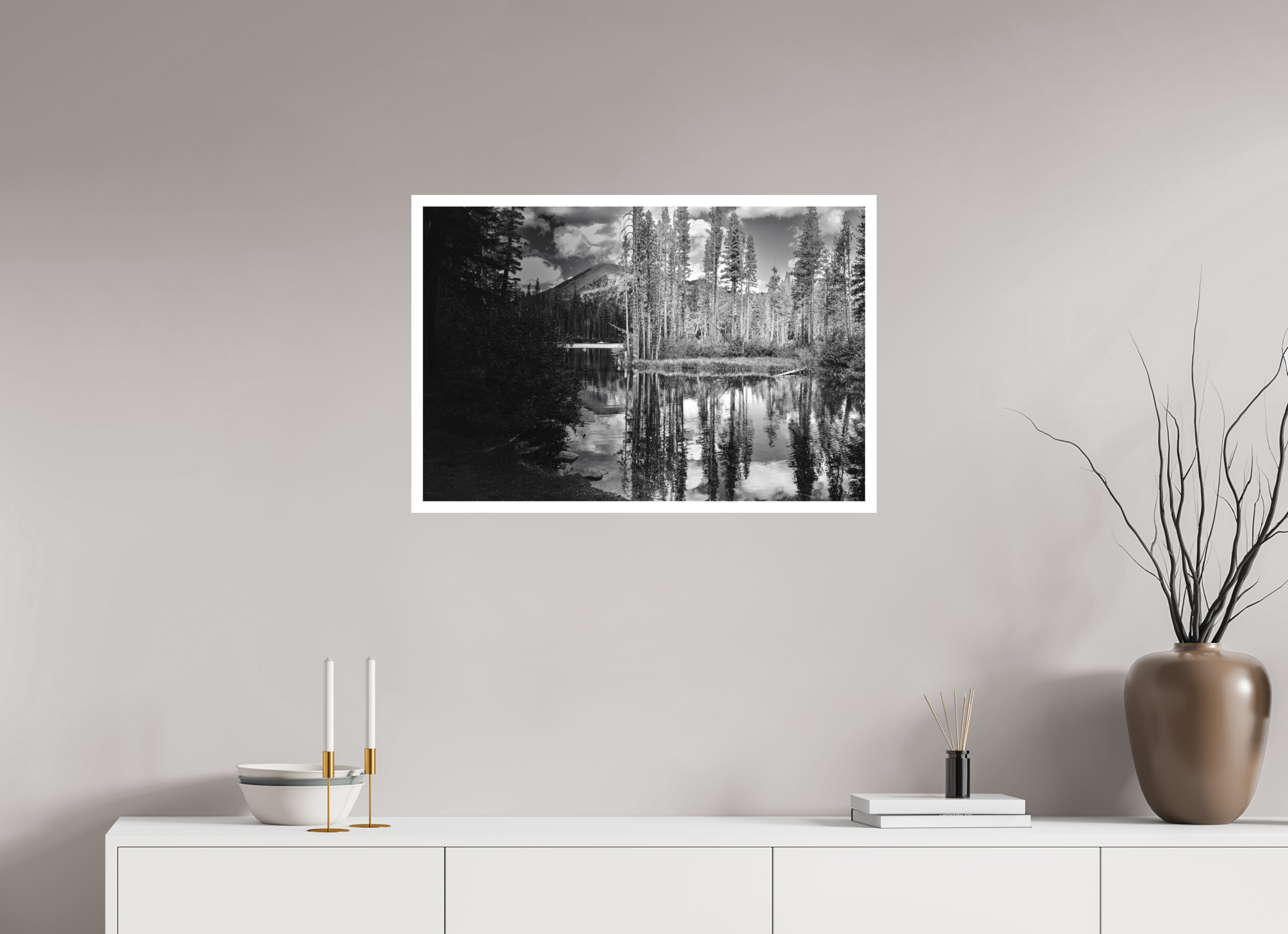 30 x 20″, Stand Alone Matte Print Mirror Lake