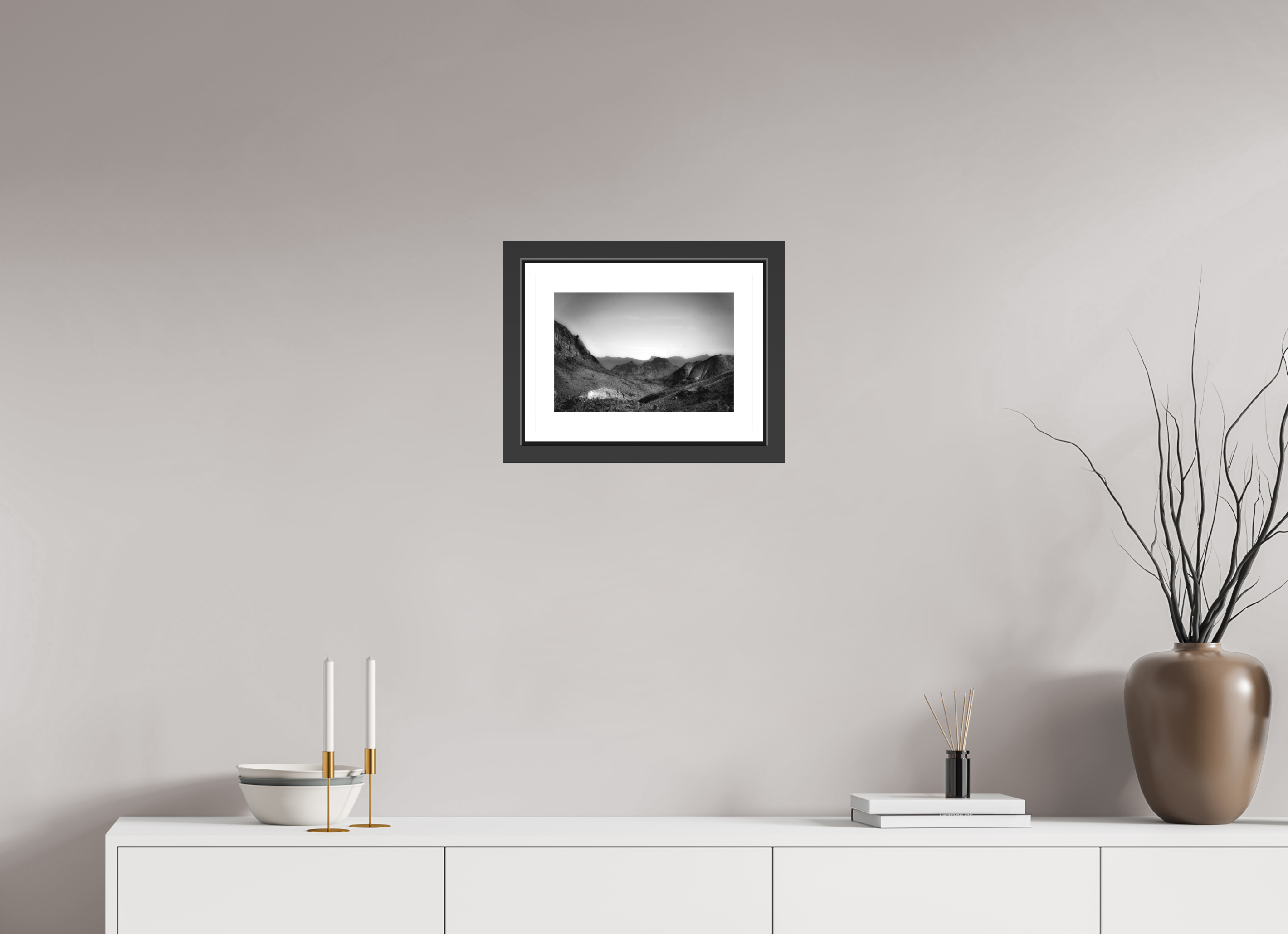 12 x 8″, BW - MATTE GLASS - 2" MOTIF - SHADOW FRAME Soft Texas